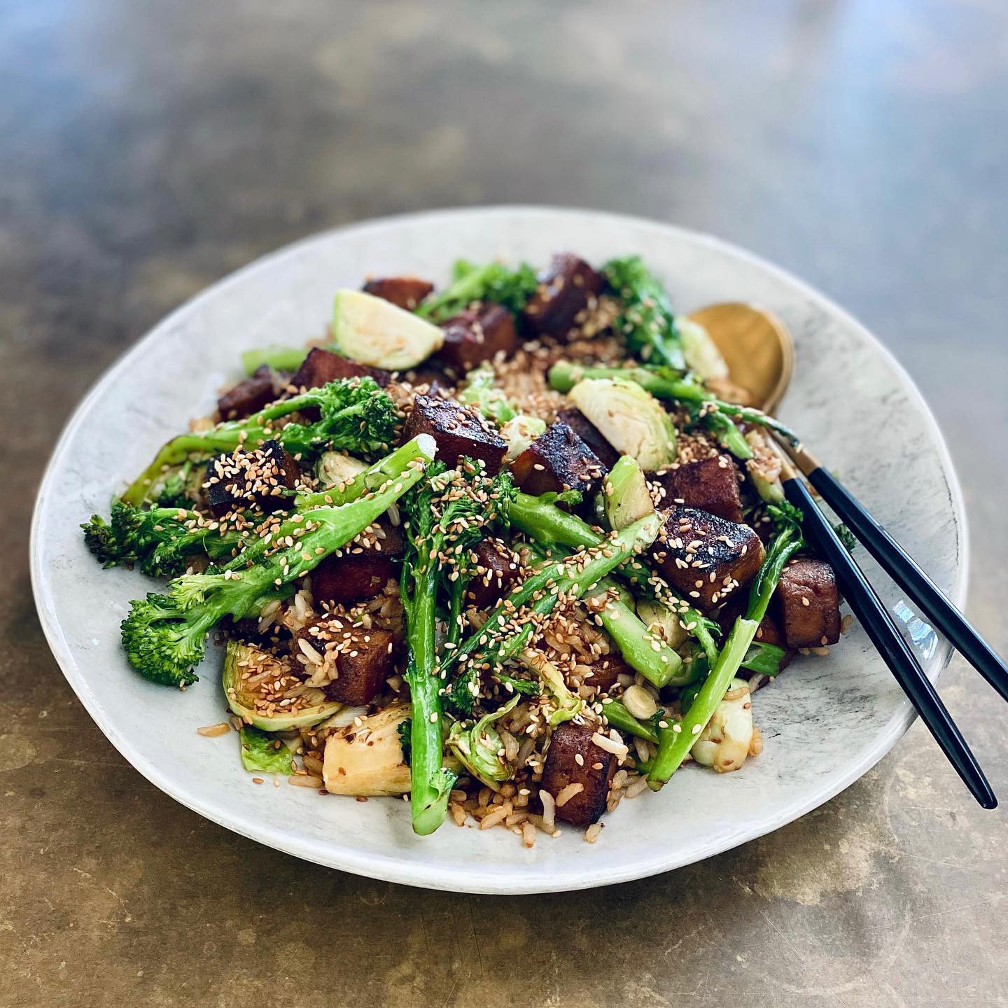 Sticky Teriyaki Tofu and Brown Rice