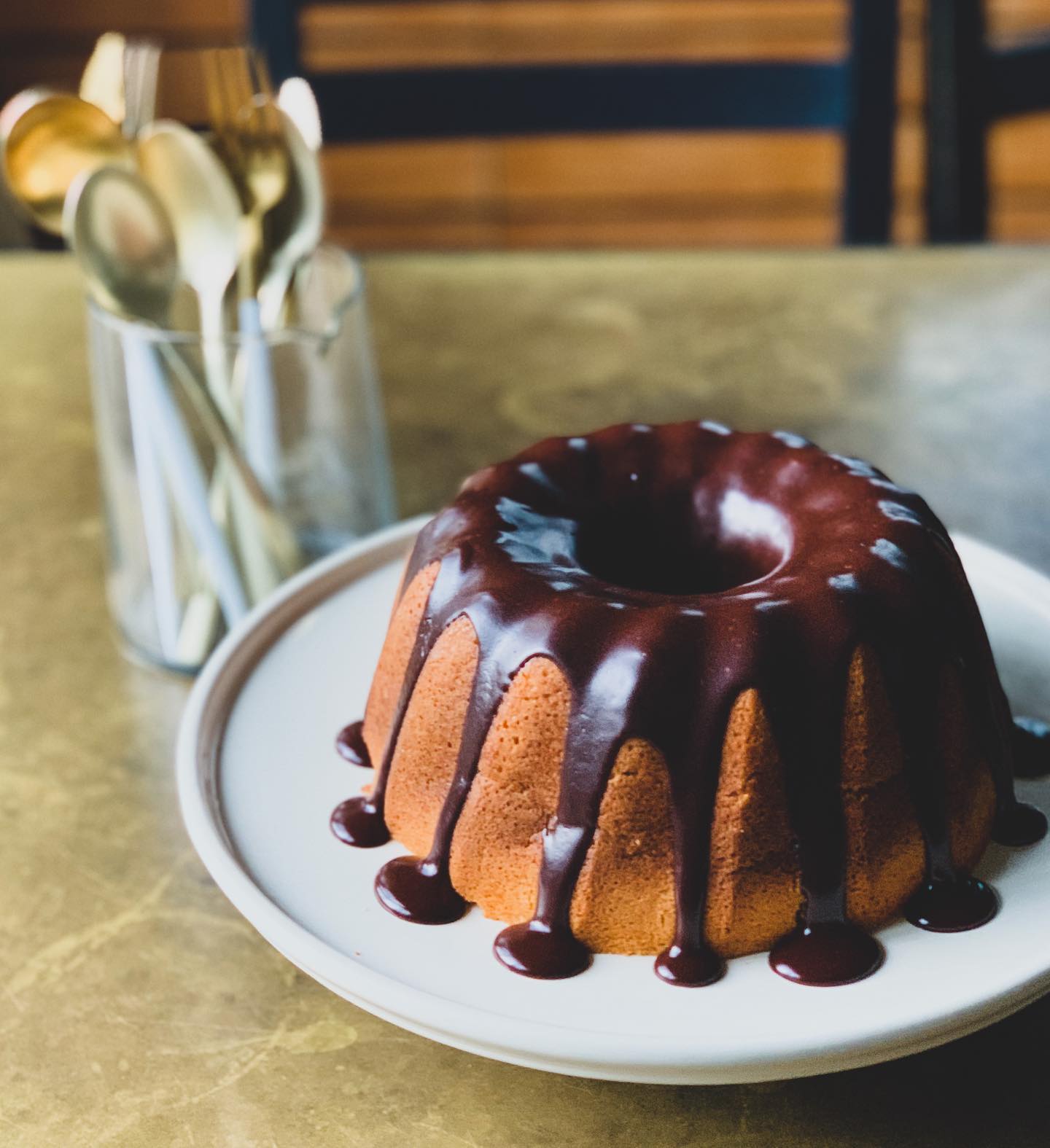 Vanilla Bundt Cake with Chocolate Glaze