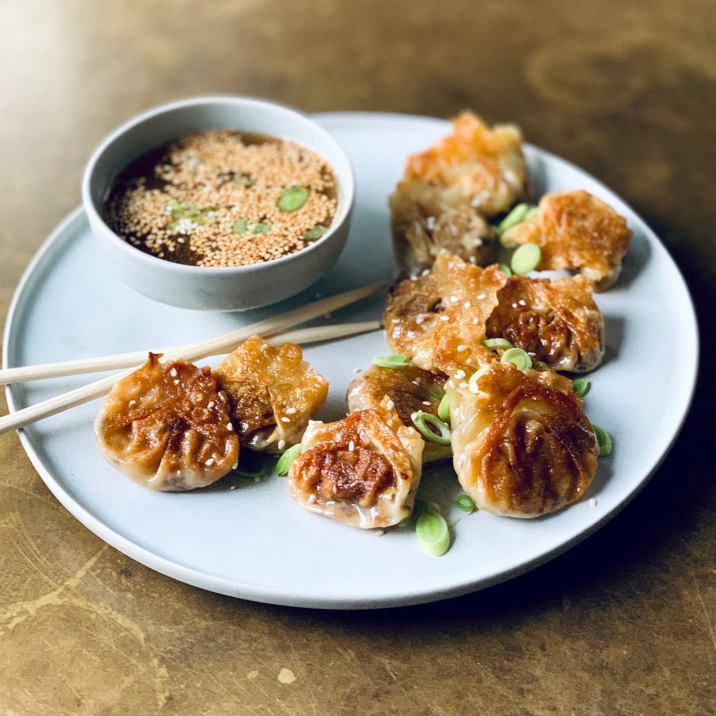 Homemade Potstickers with Sesame Honey Sauce
