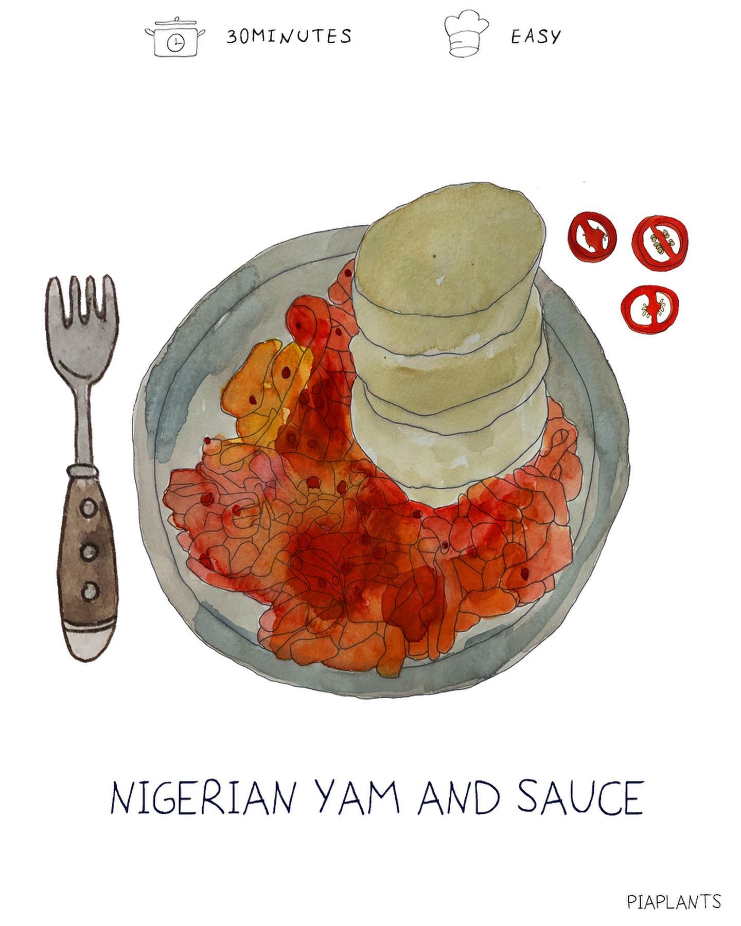 Nigerian Yam with Spicy Tomato Sauce