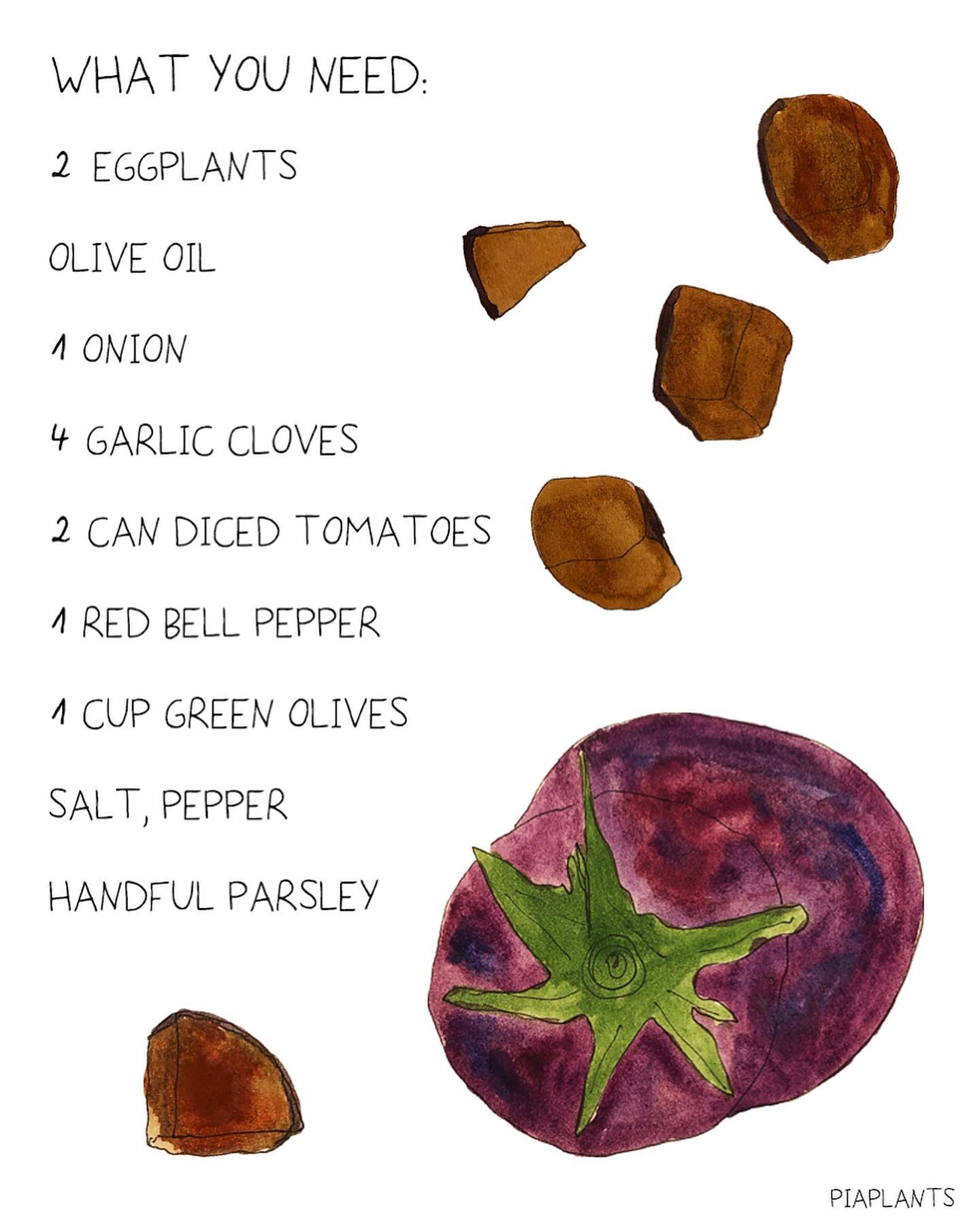 Savory Eggplant and Olive Stew on Crusty Bread