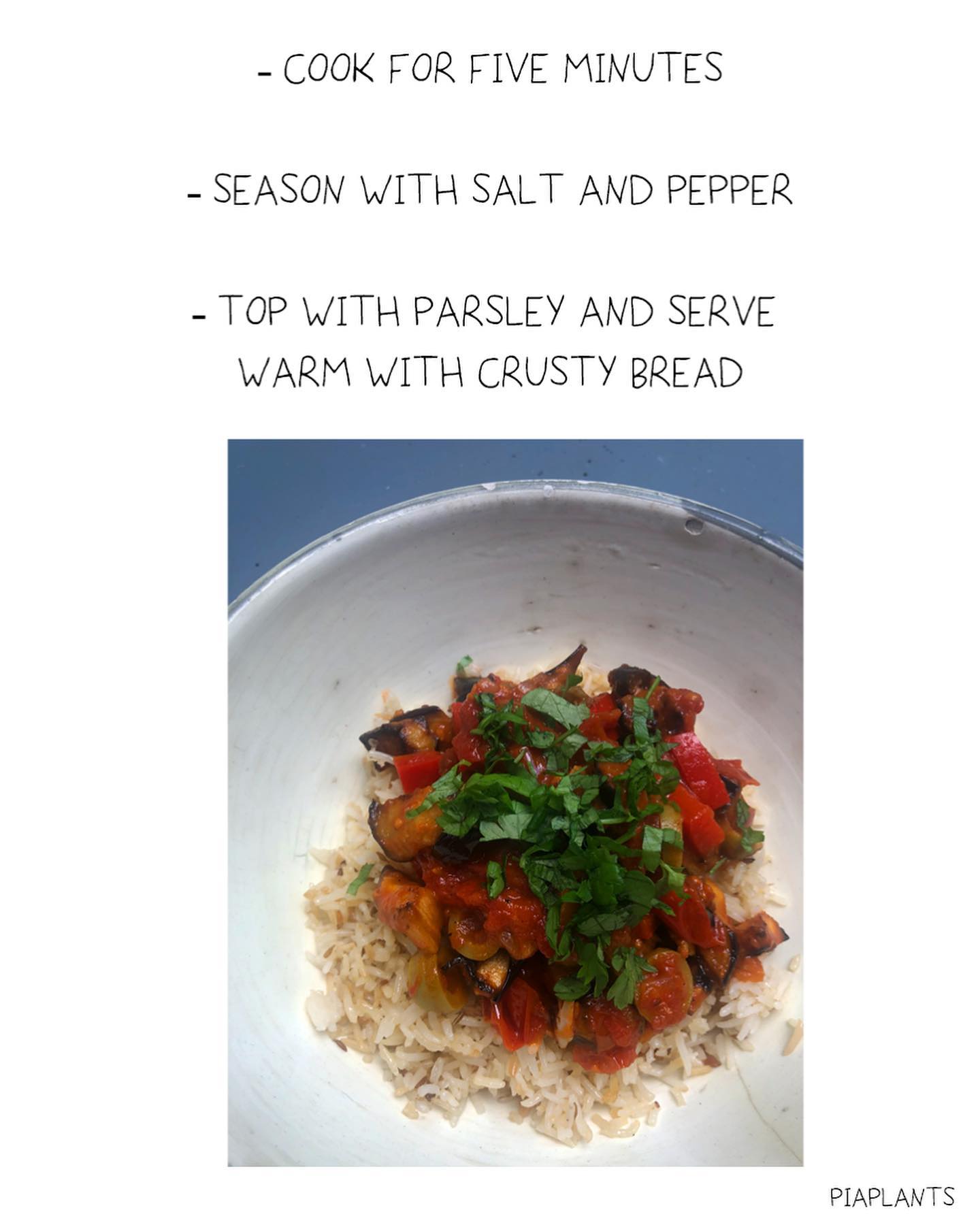 Savory Eggplant and Olive Stew on Crusty Bread