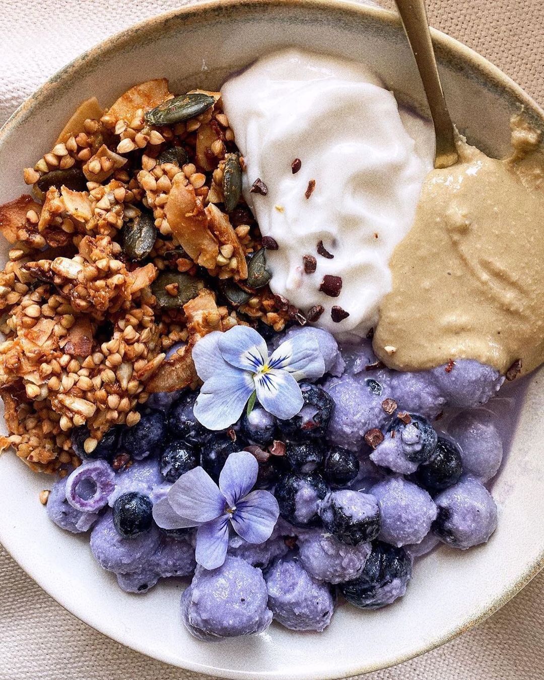 Homemade Blueberry Ice Cream with Toppings