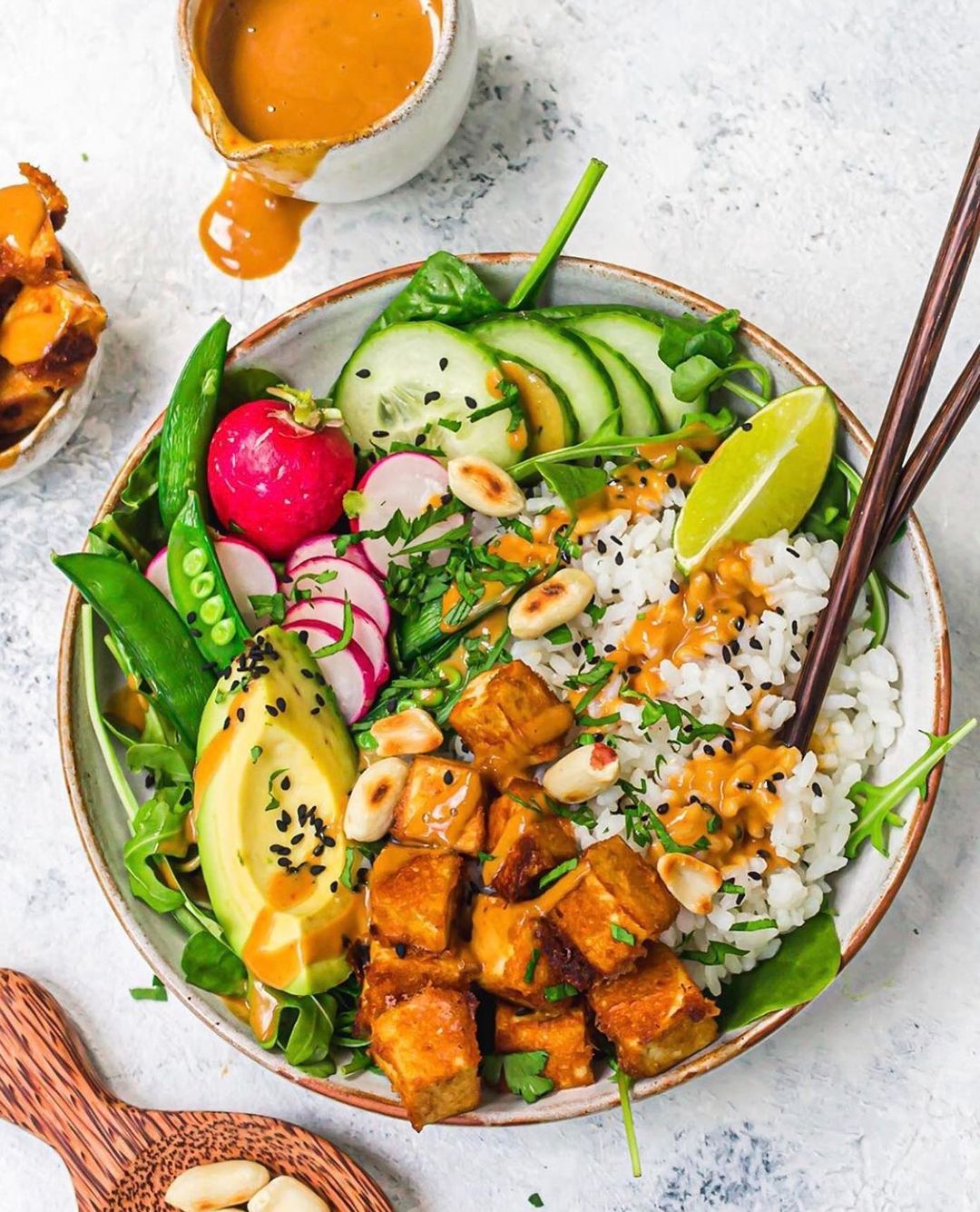 Peanut Butter Satay Tofu Bowls