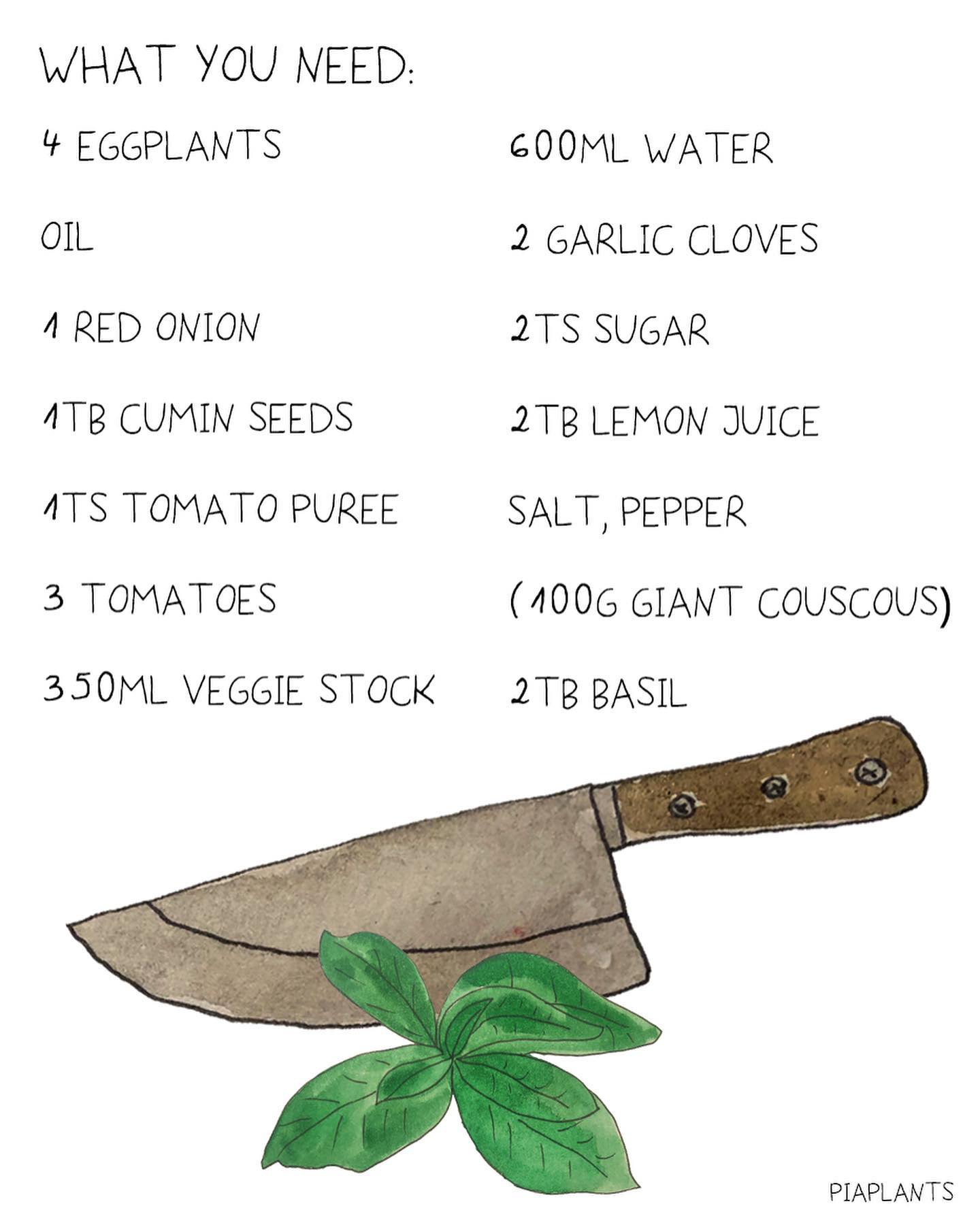 Roasted Eggplant Herby Soup with Giant Couscous