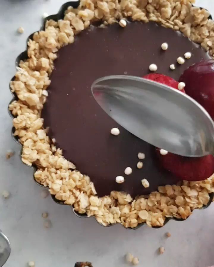Chocolate Tarts with Granola Bar Crust