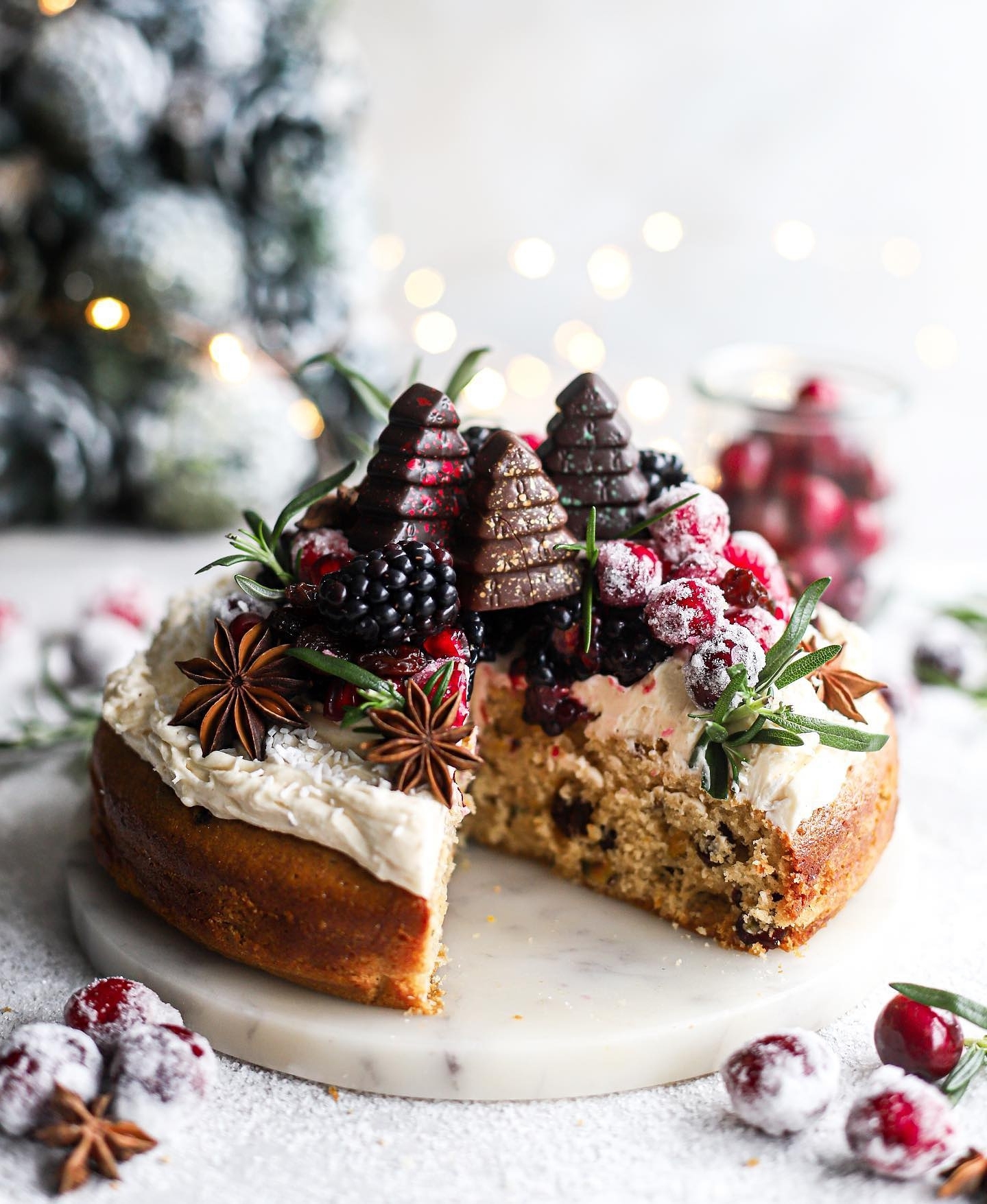 Moist Christmas Spiced Fruit Sponge Cake