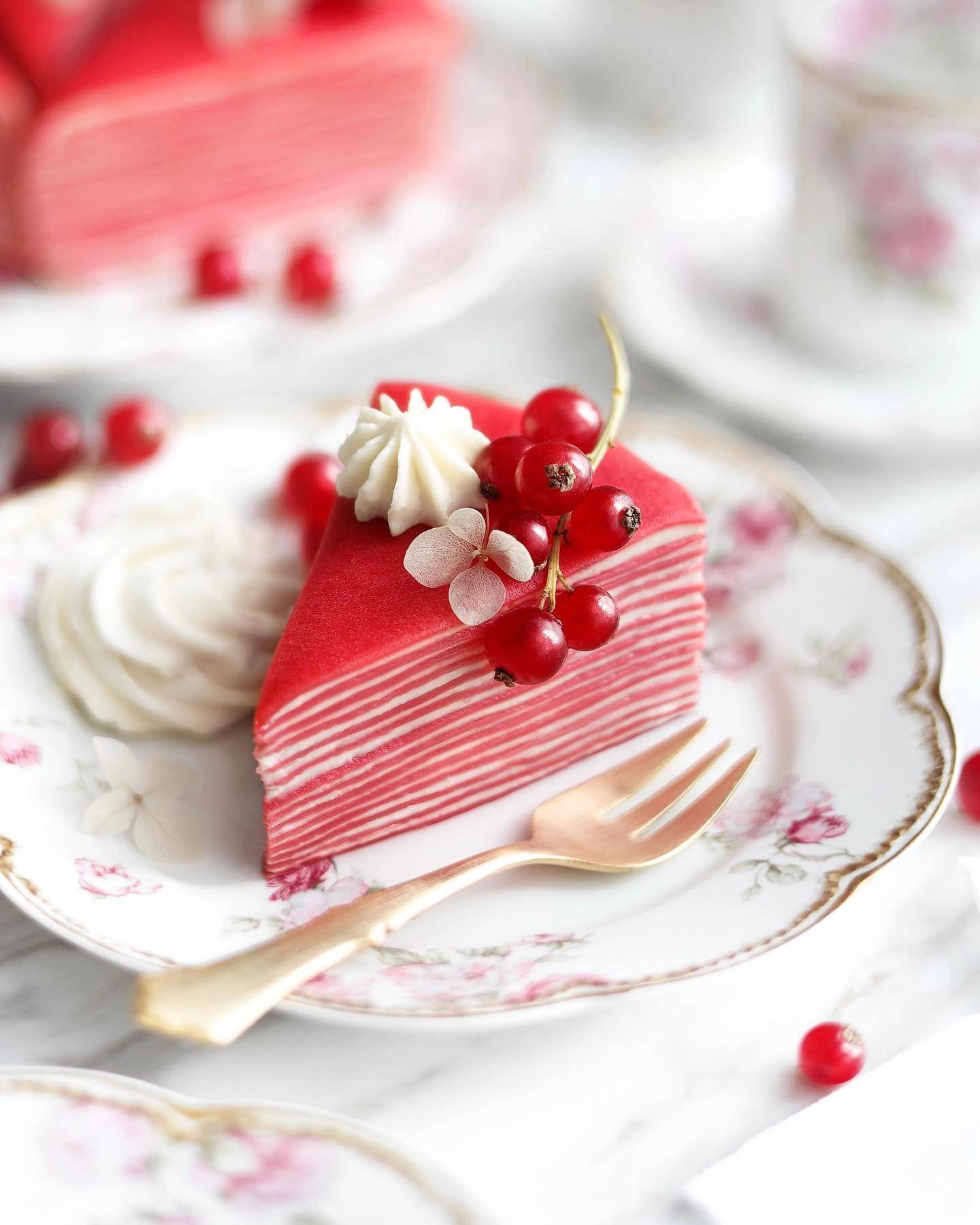 Red Beet and Radish Colored Crepe Cake