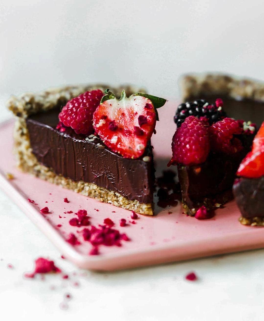 Vegan No-Bake Chocolate Ganache Tart with Almond Crust