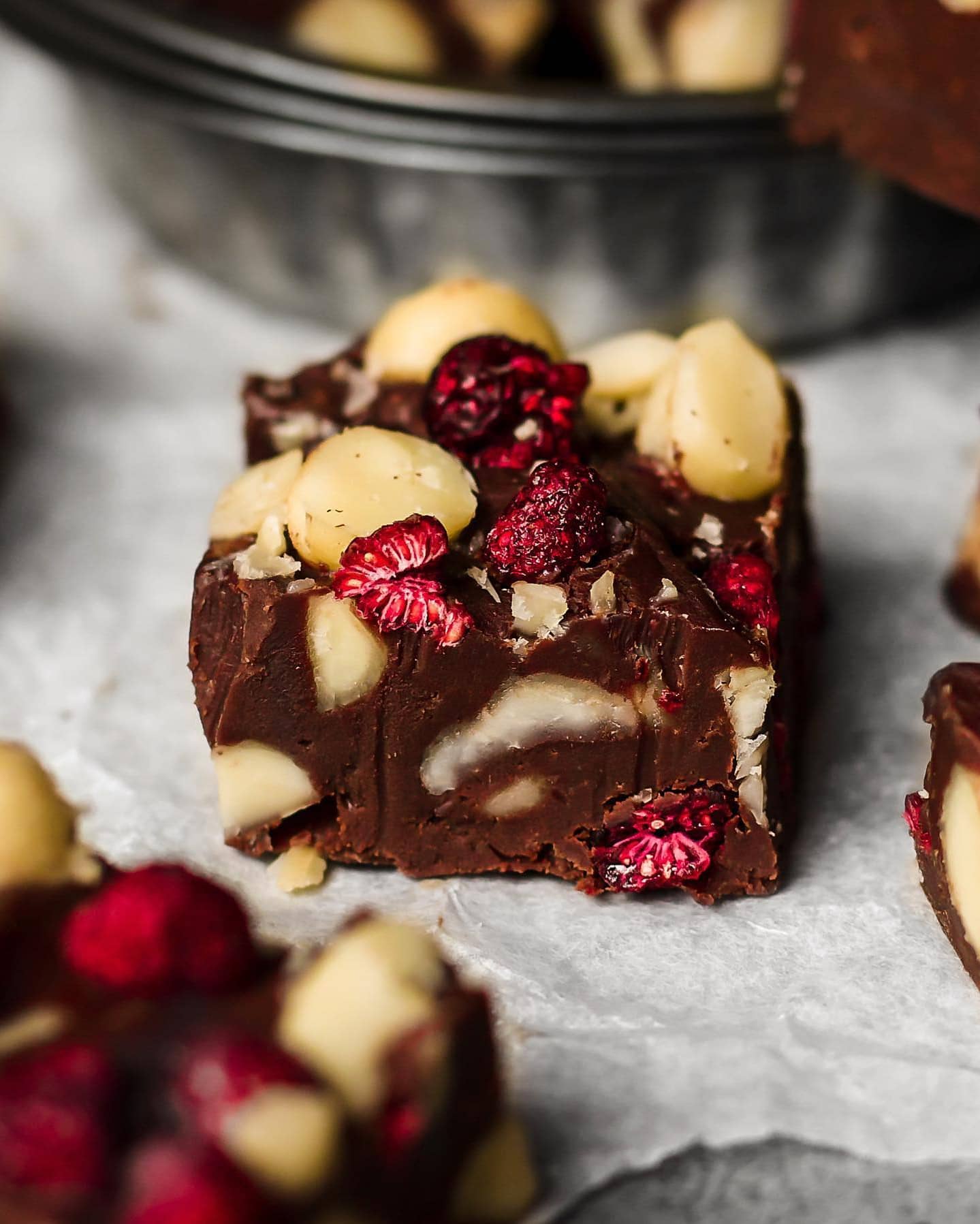 Vegan Macadamia Raspberry Fudge