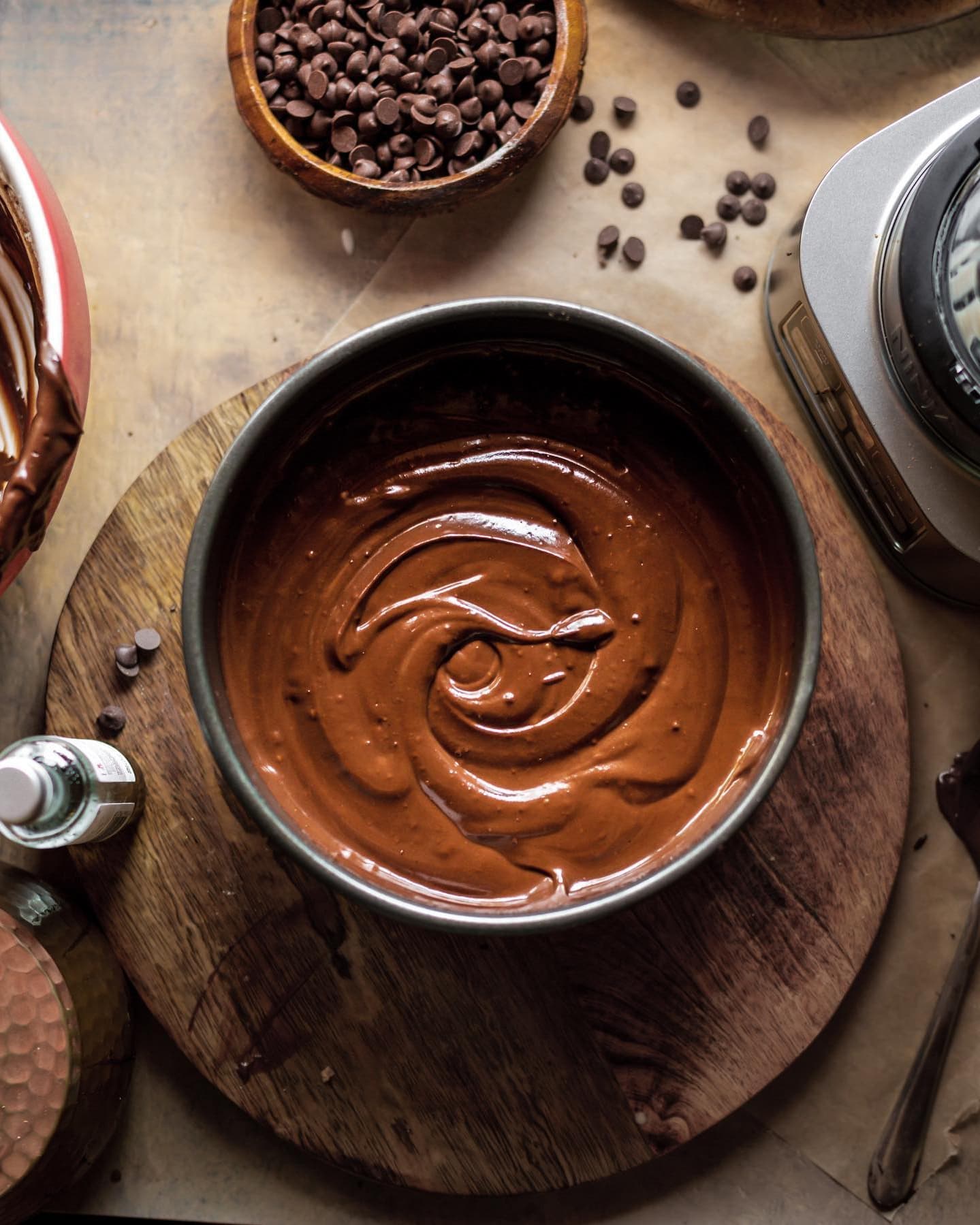 Vegan No-Bake Dark Chocolate Mousse Cheesecake with Walnut Brownie Base