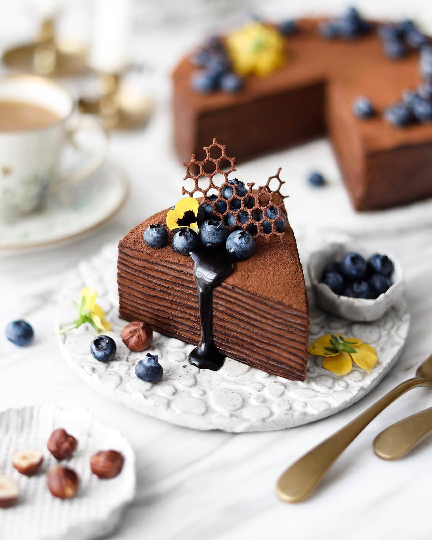 Vegan Chocolate Hazelnut Crêpe Cake