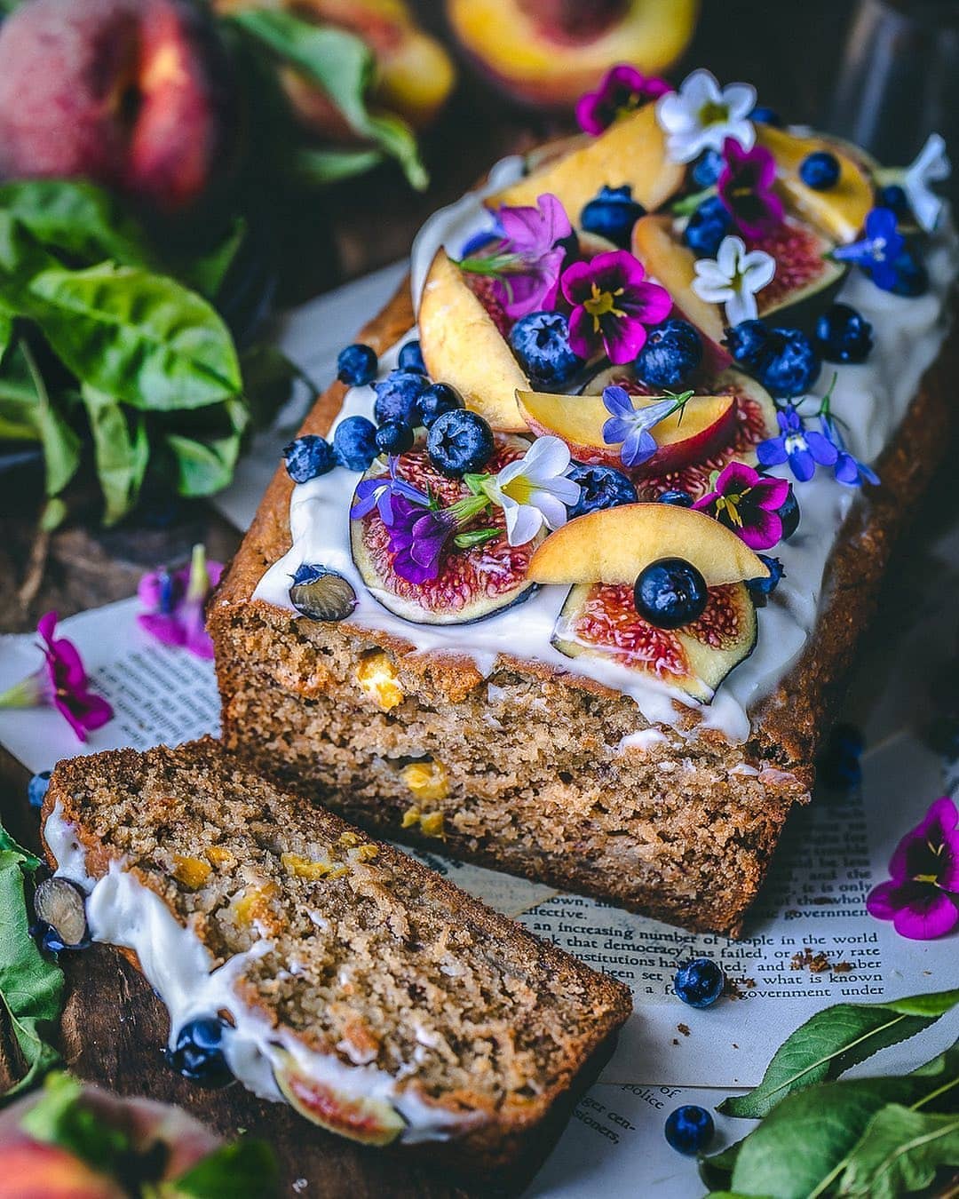 Classic Banana Bread with Peaches