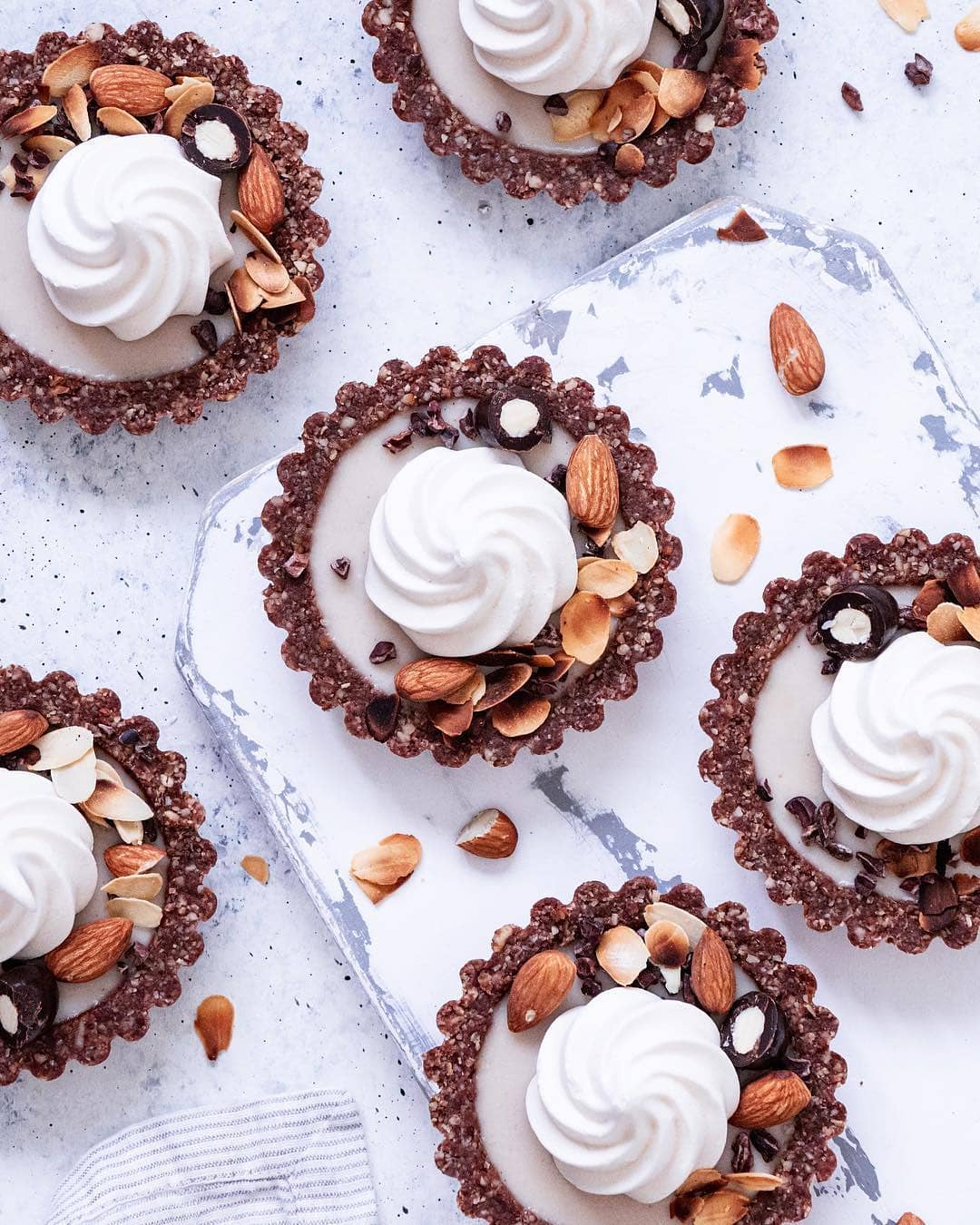 Vegan Dark Chocolate Almond Joy Tartlets