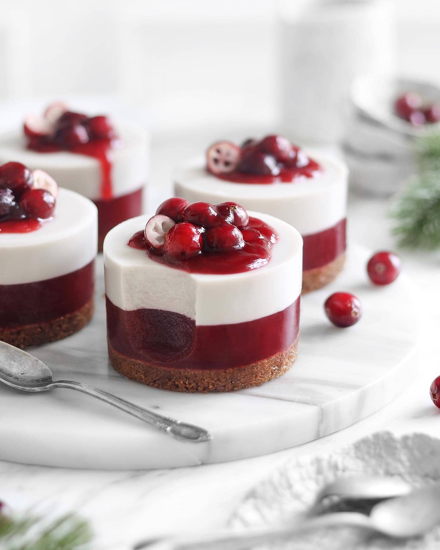 Vegan Layered Cranberry Panna Cotta Cake