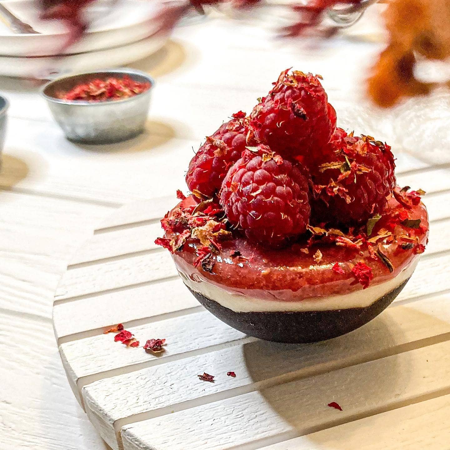 Vegan Chocolate Cups with Raspberry Filling