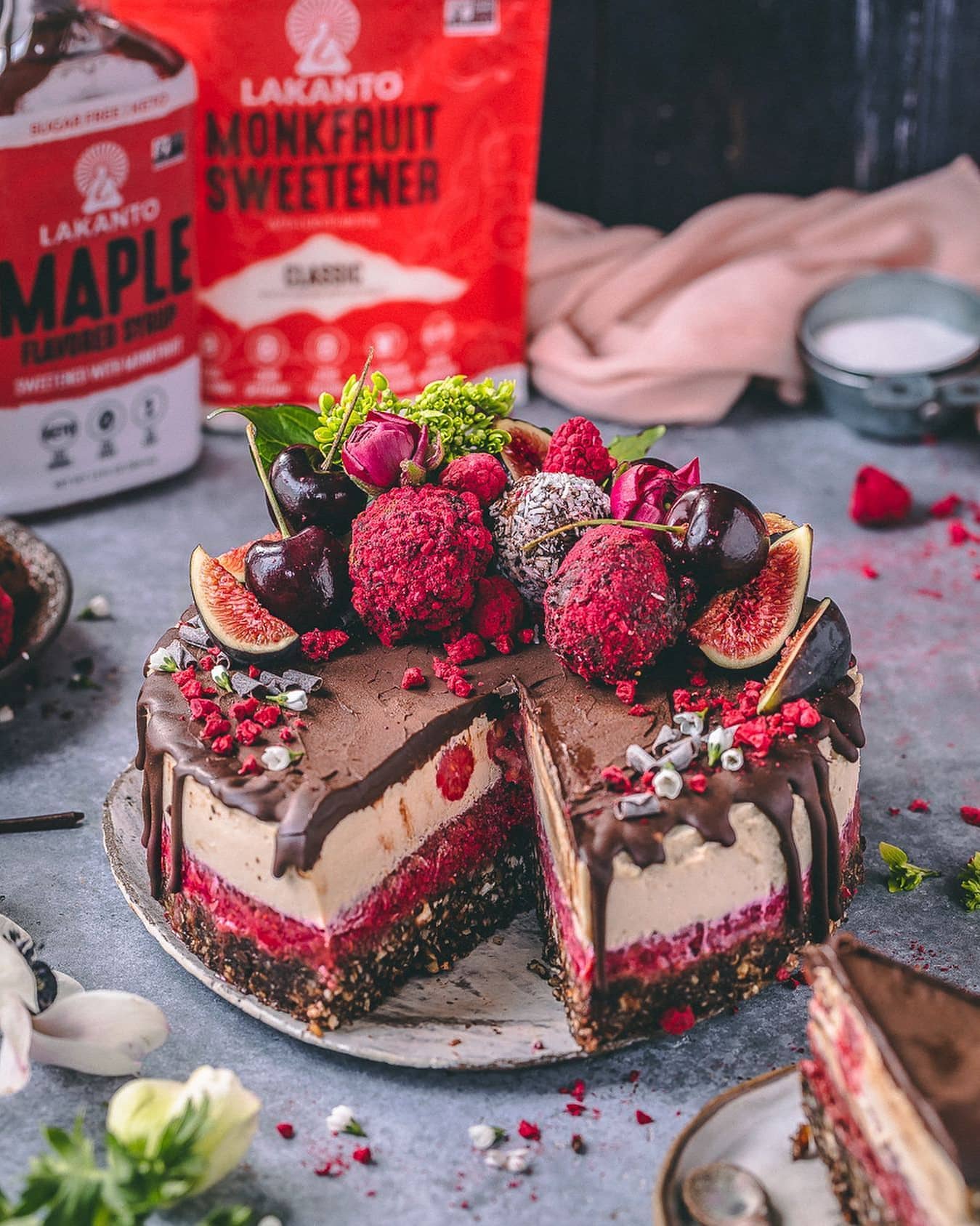 Heavenly Coconut White Chocolate Raspberry Raw Cake