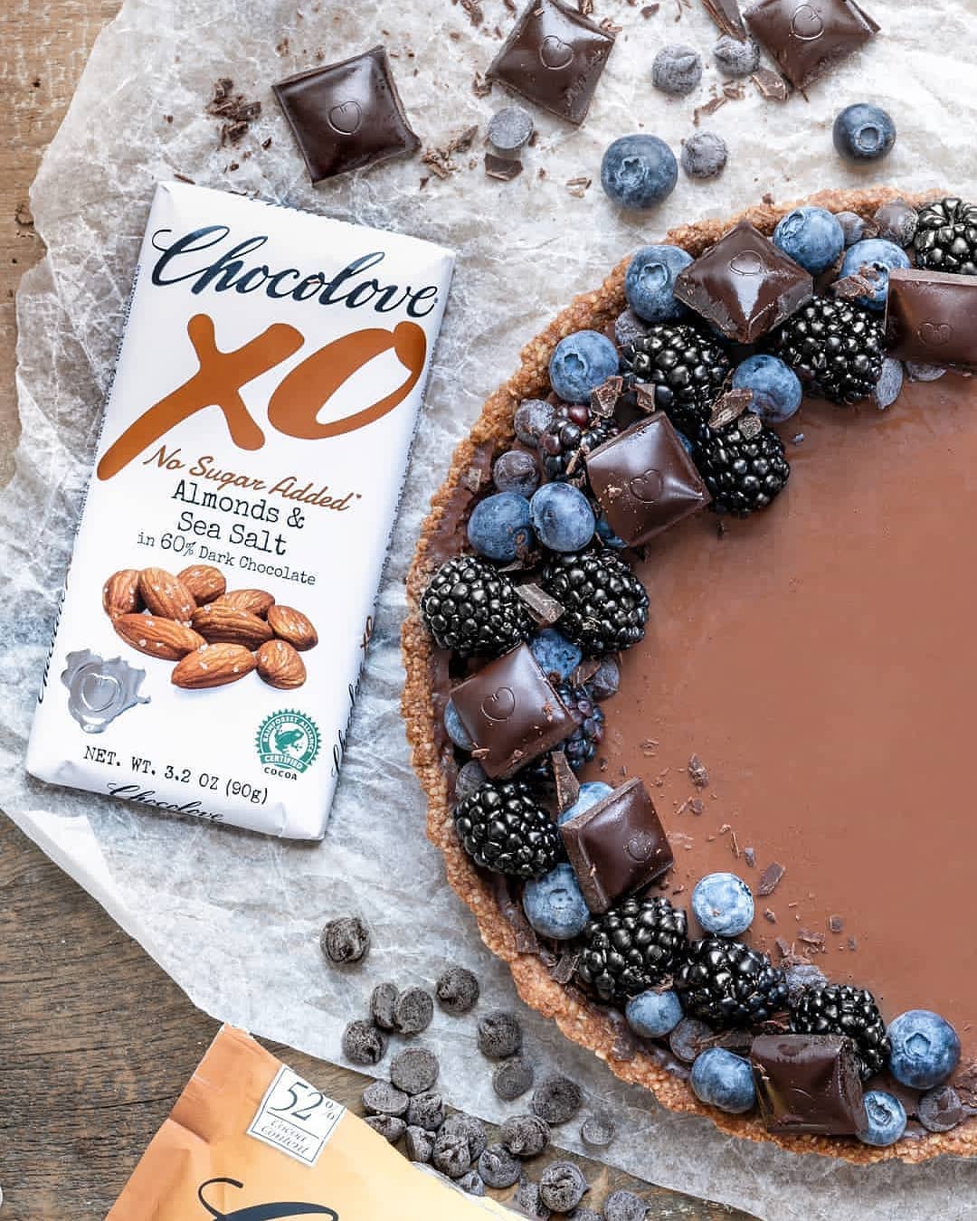Berry Chocolate Tart with Fresh Berries and Almond Dark Chocolate