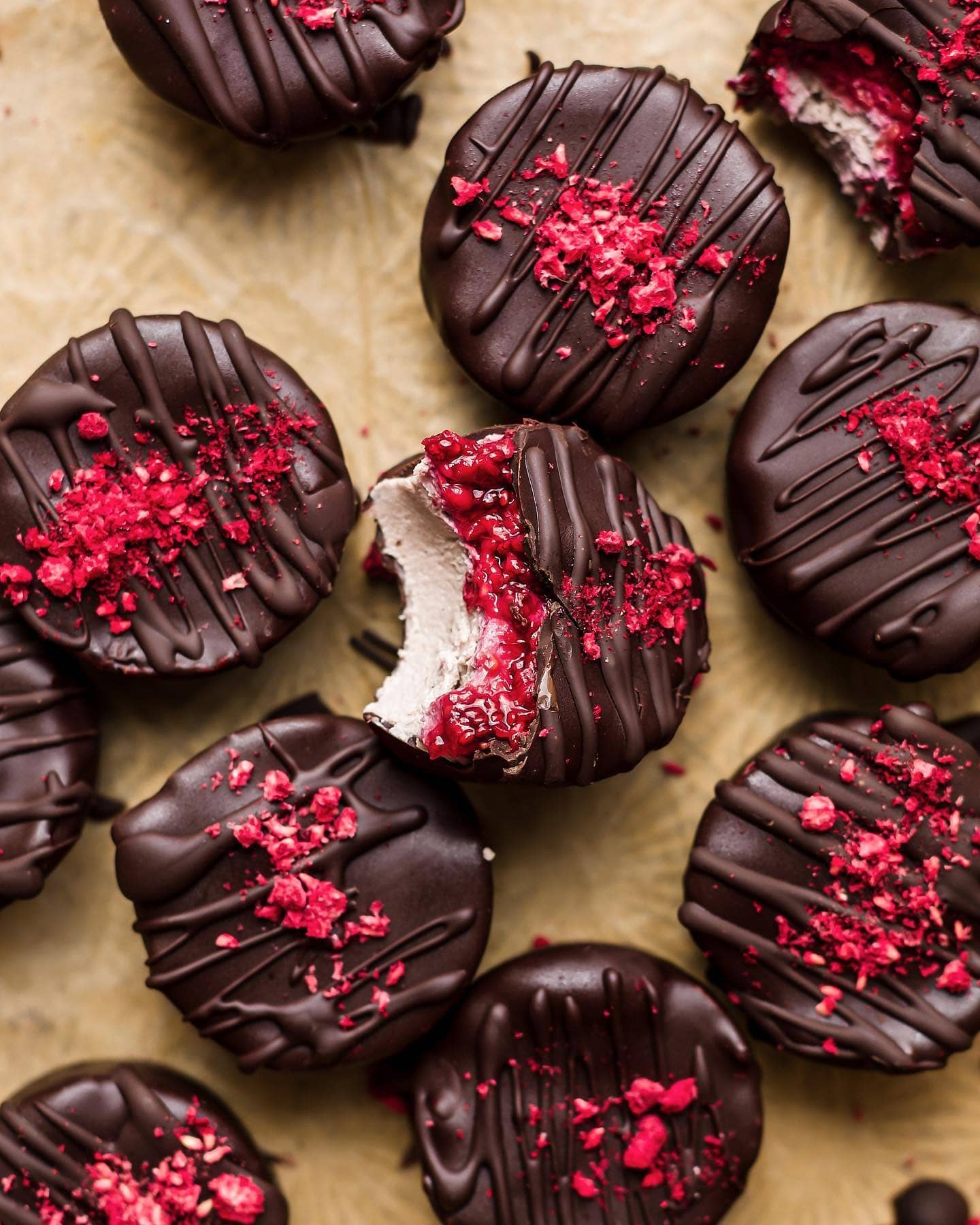 Raspberry and Rose Chocolate Bites