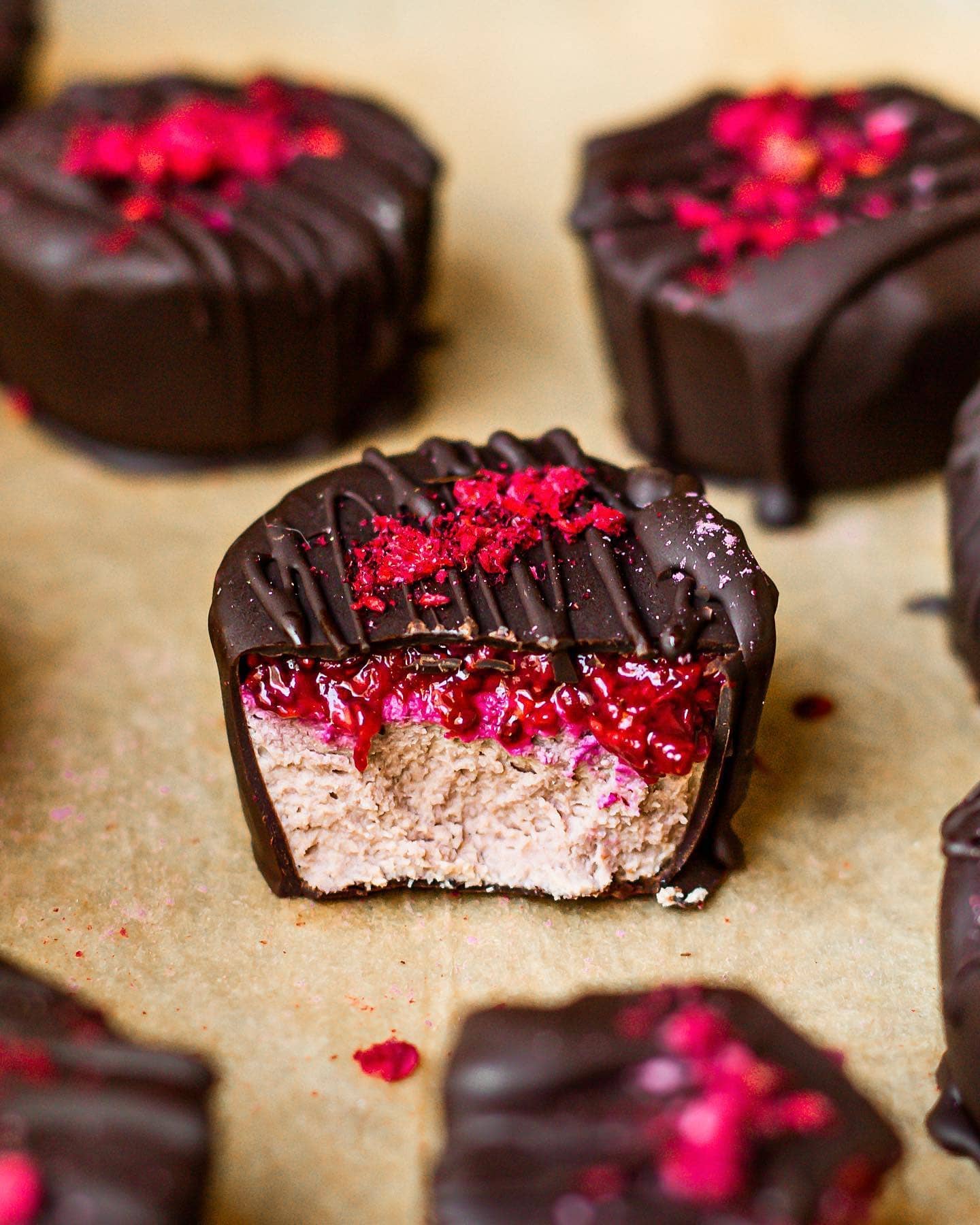 Raspberry and Rose Chocolate Bites