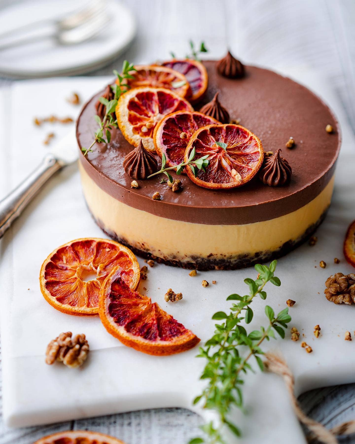 No-Bake Orange Thyme Chocolate Cake
