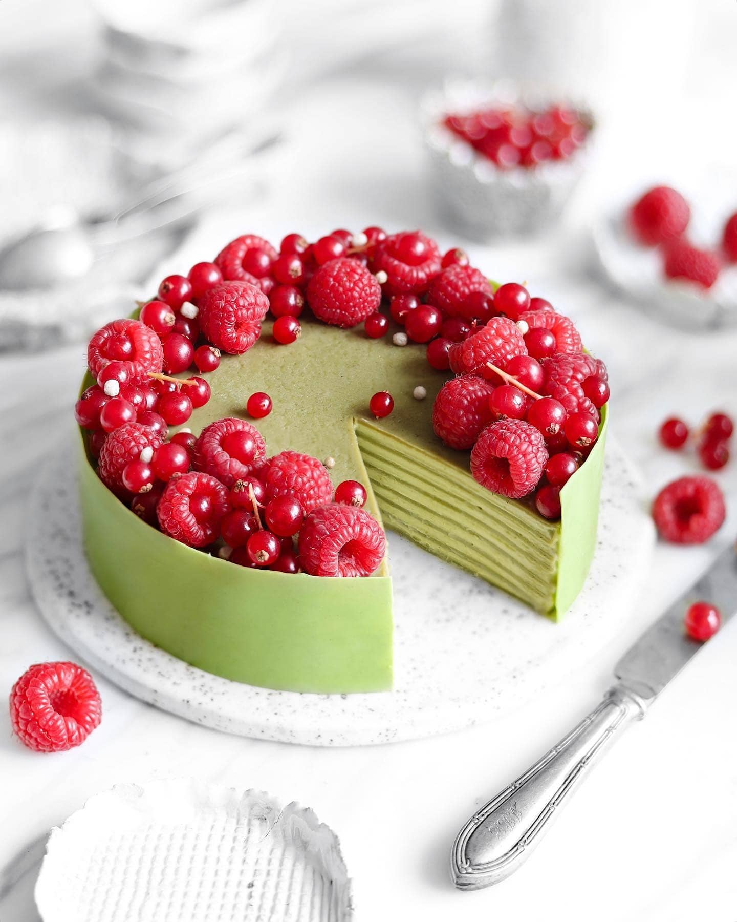 Vegan Matcha Crepe Cake with Coconut Cream