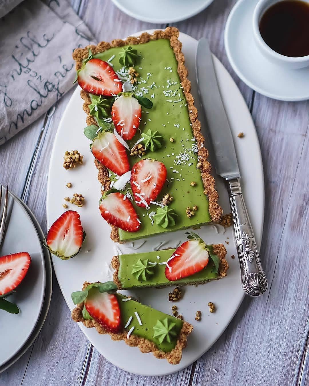 Vegan Matcha Cheesecake with Granola Crust