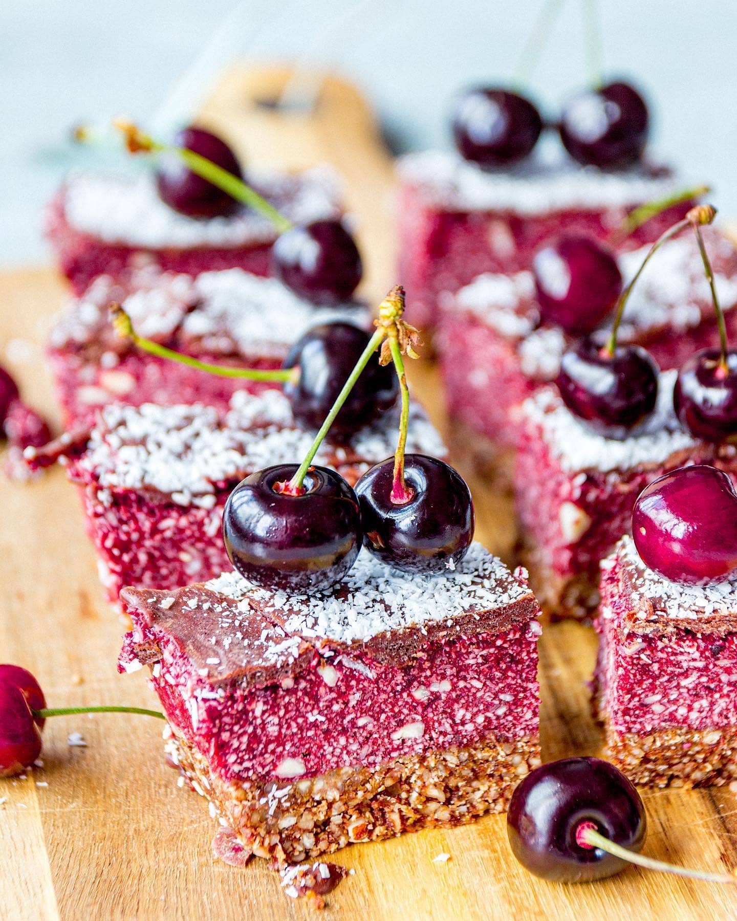 Raw Vegan Cherry Coconut Chocolate Slice
