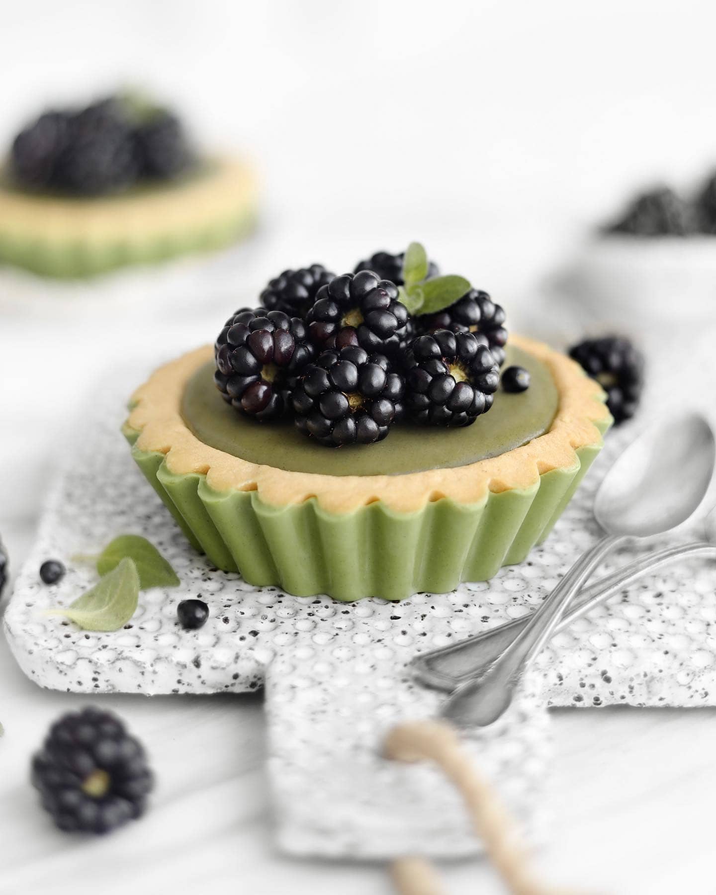 Vegan Matcha White Chocolate Custard Tart