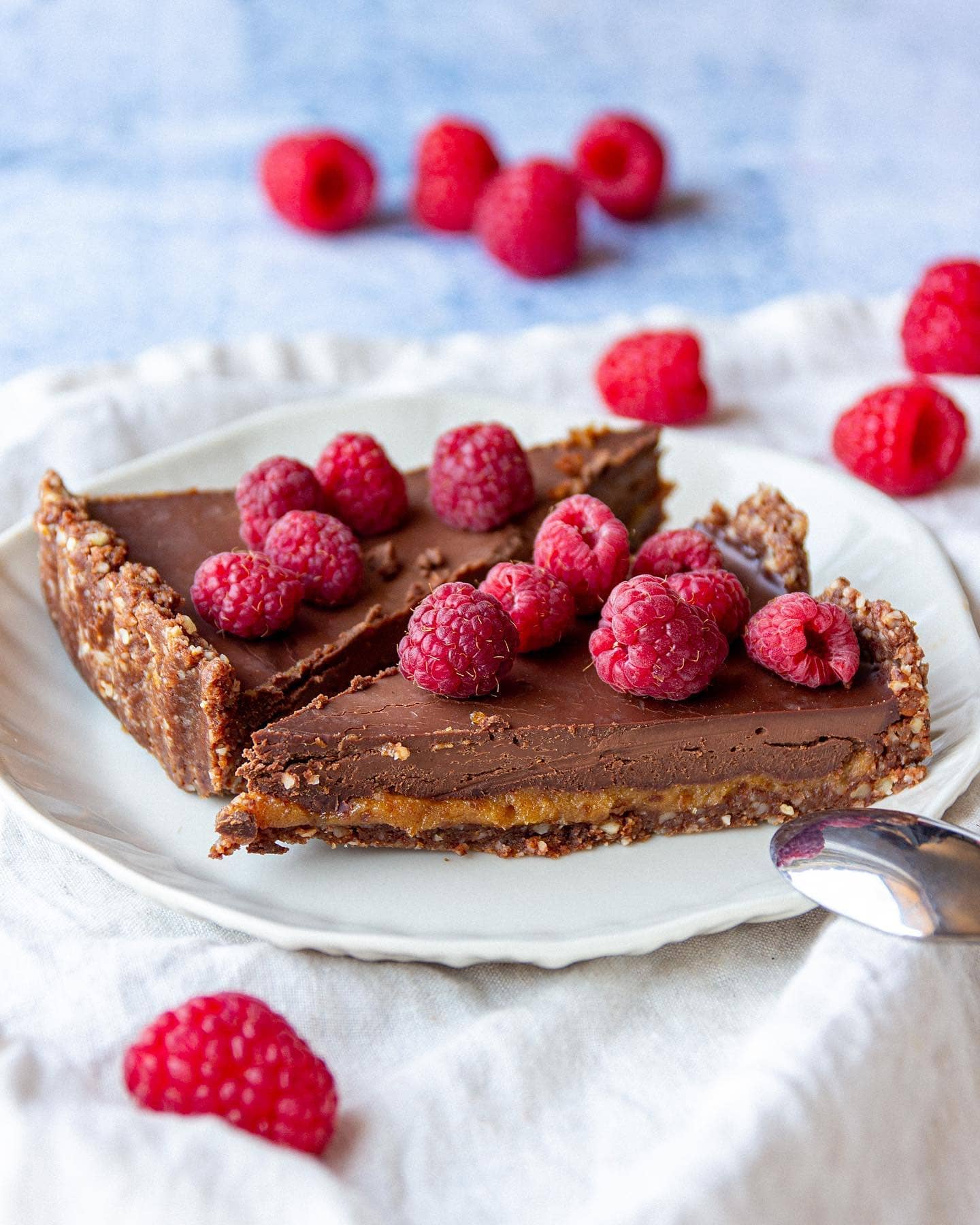 Vegan Raw Caramel Chocolate Ganache Tart