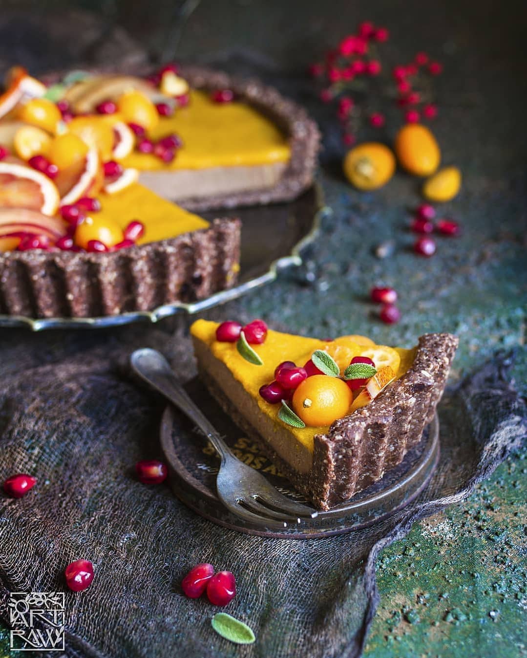 Vegan Chocolate Tart with Kumquat Jam