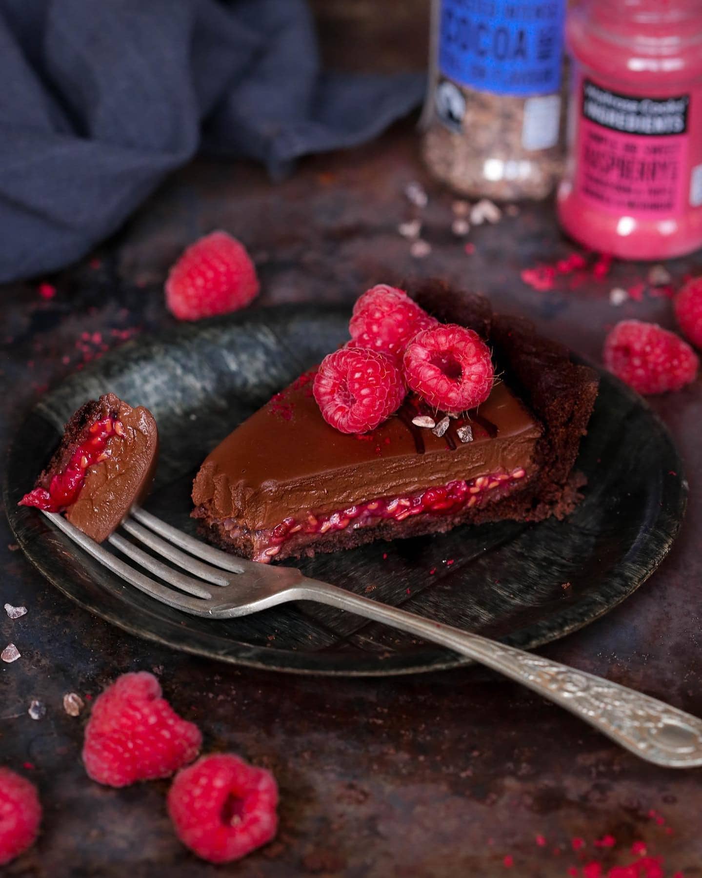 Vegan Double Chocolate and Raspberry Tart