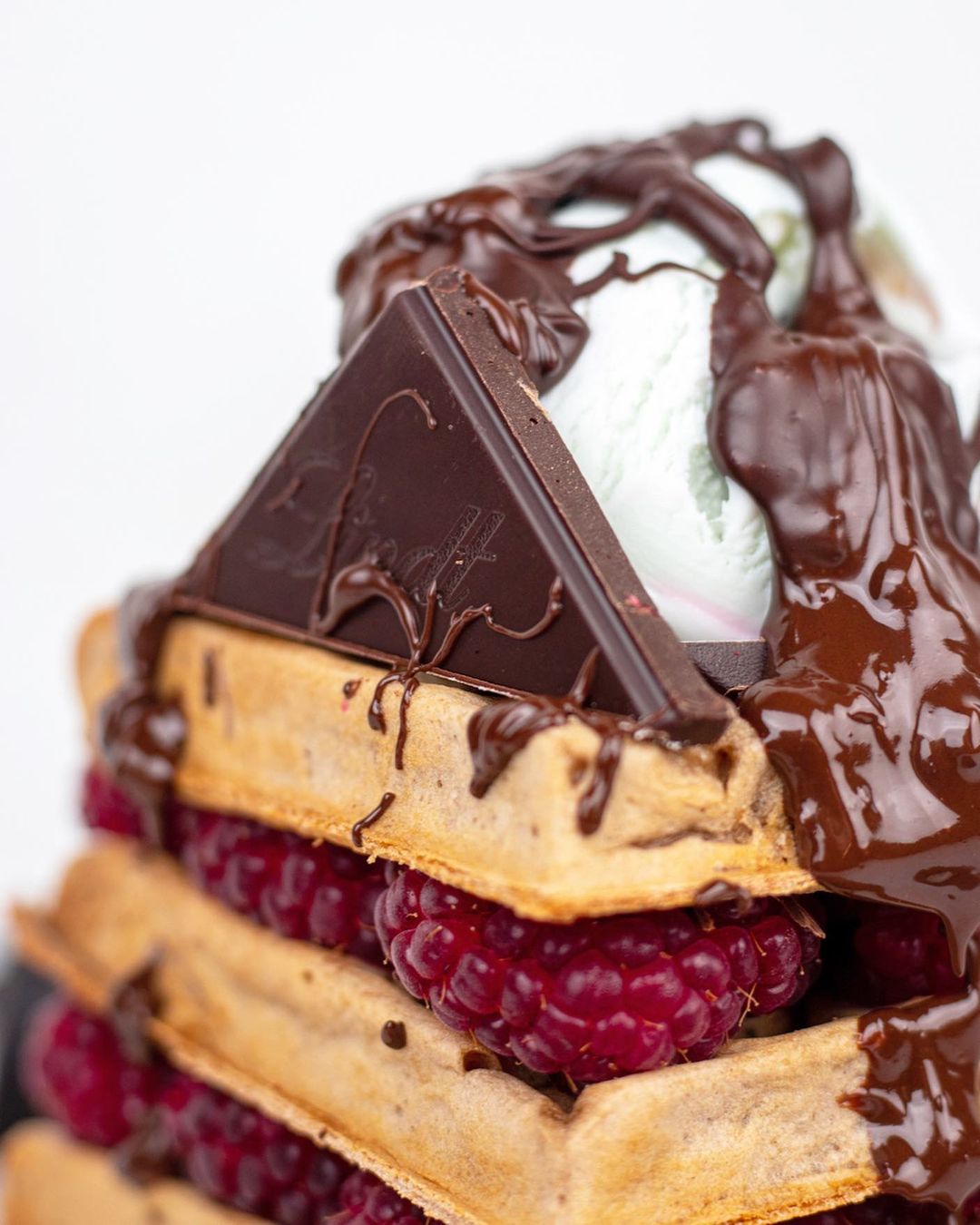 Dark Chocolate Raspberry Protein Waffles