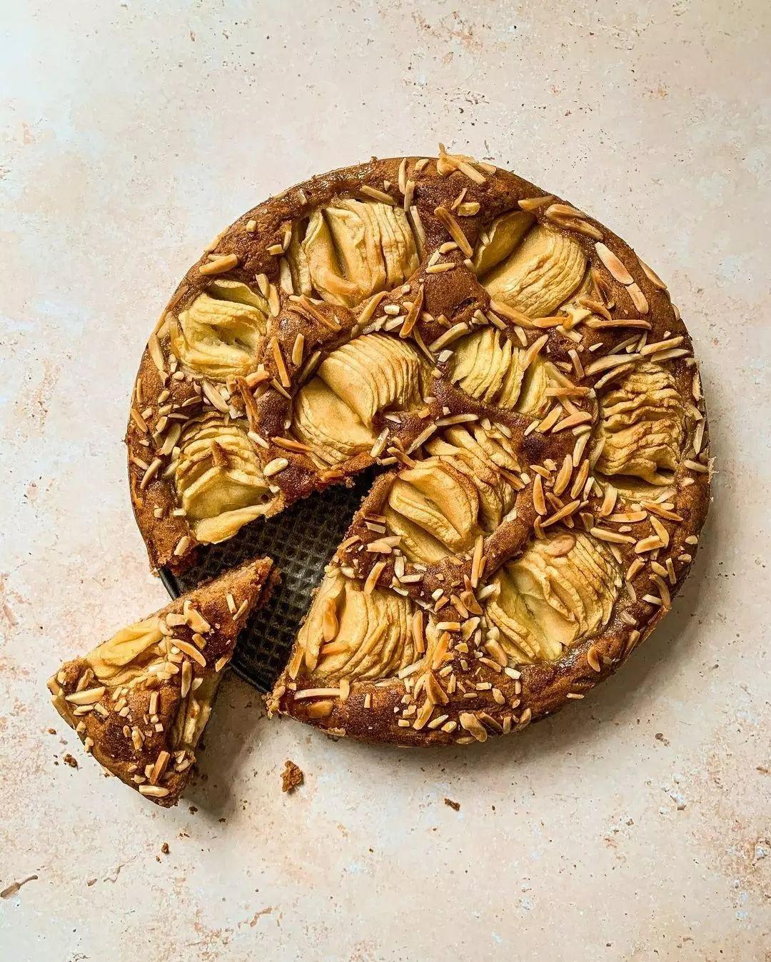 Sunken Apple Cake with Almonds