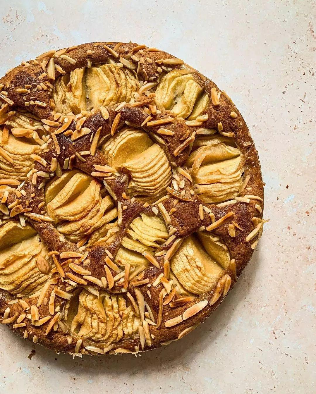 Sunken Apple Cake with Almonds