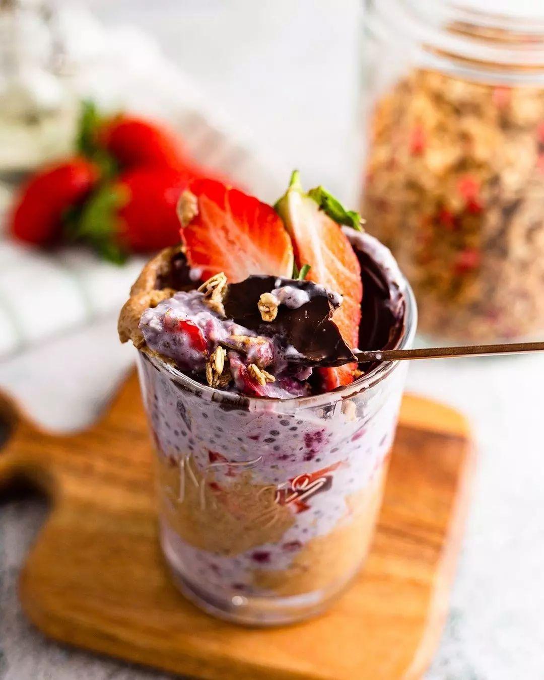Berry Oat Parfait with Chocolate Shell