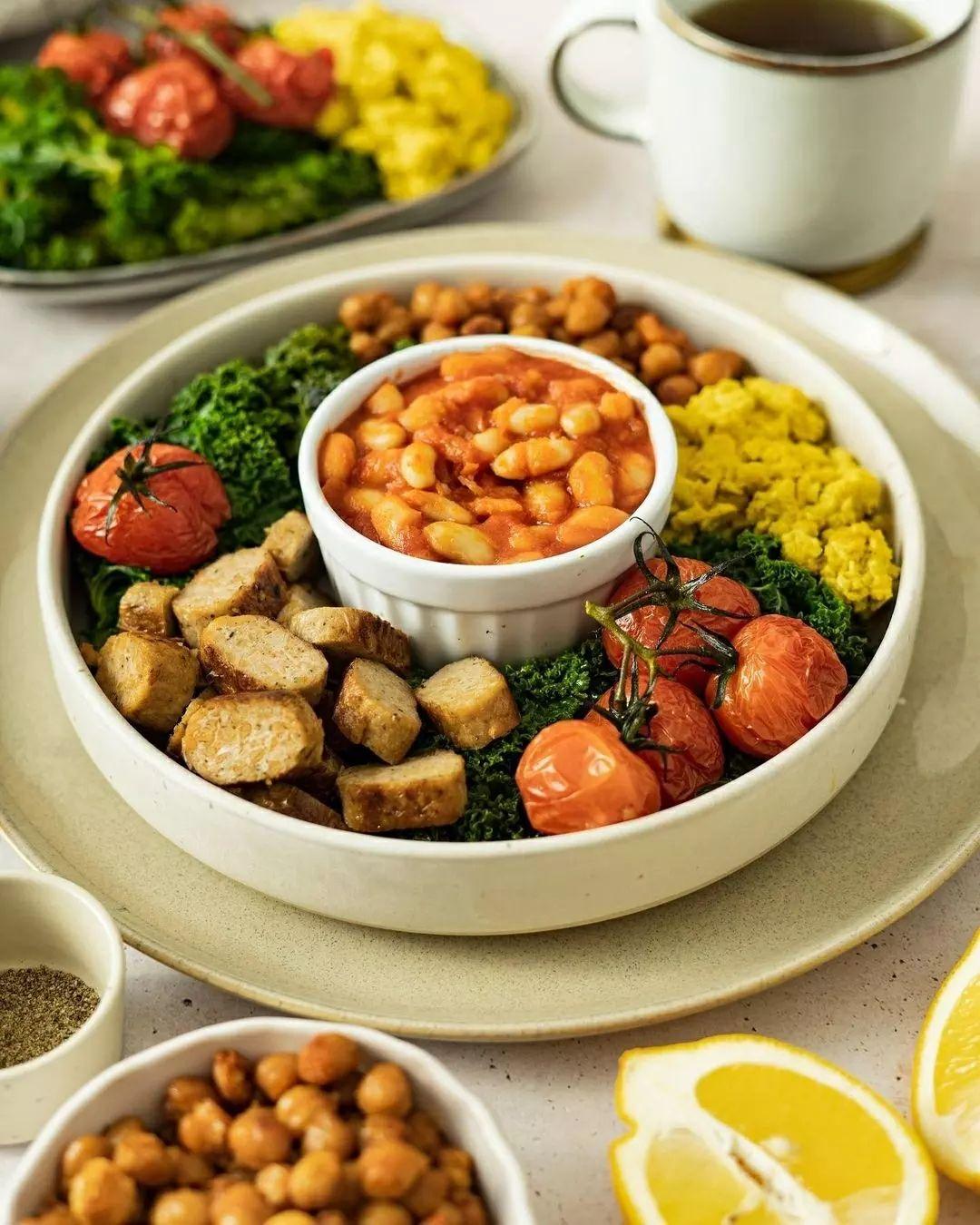 Vegan English Breakfast with Tofu Scrambled Eggs