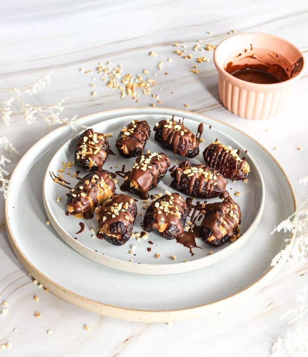 Decadent Dark Chocolate Peanut Butter Stuffed Dates