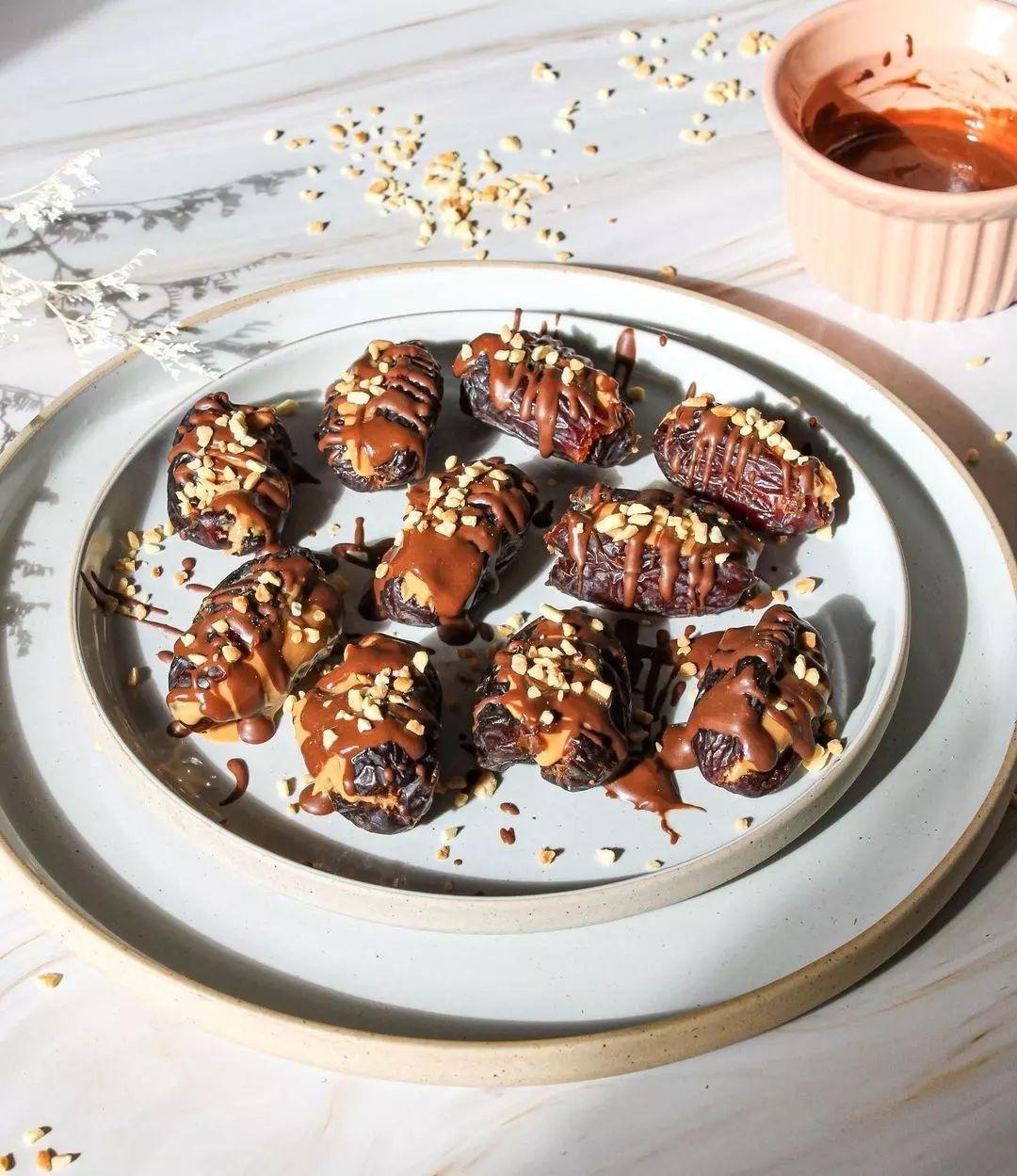 Decadent Dark Chocolate Peanut Butter Stuffed Dates