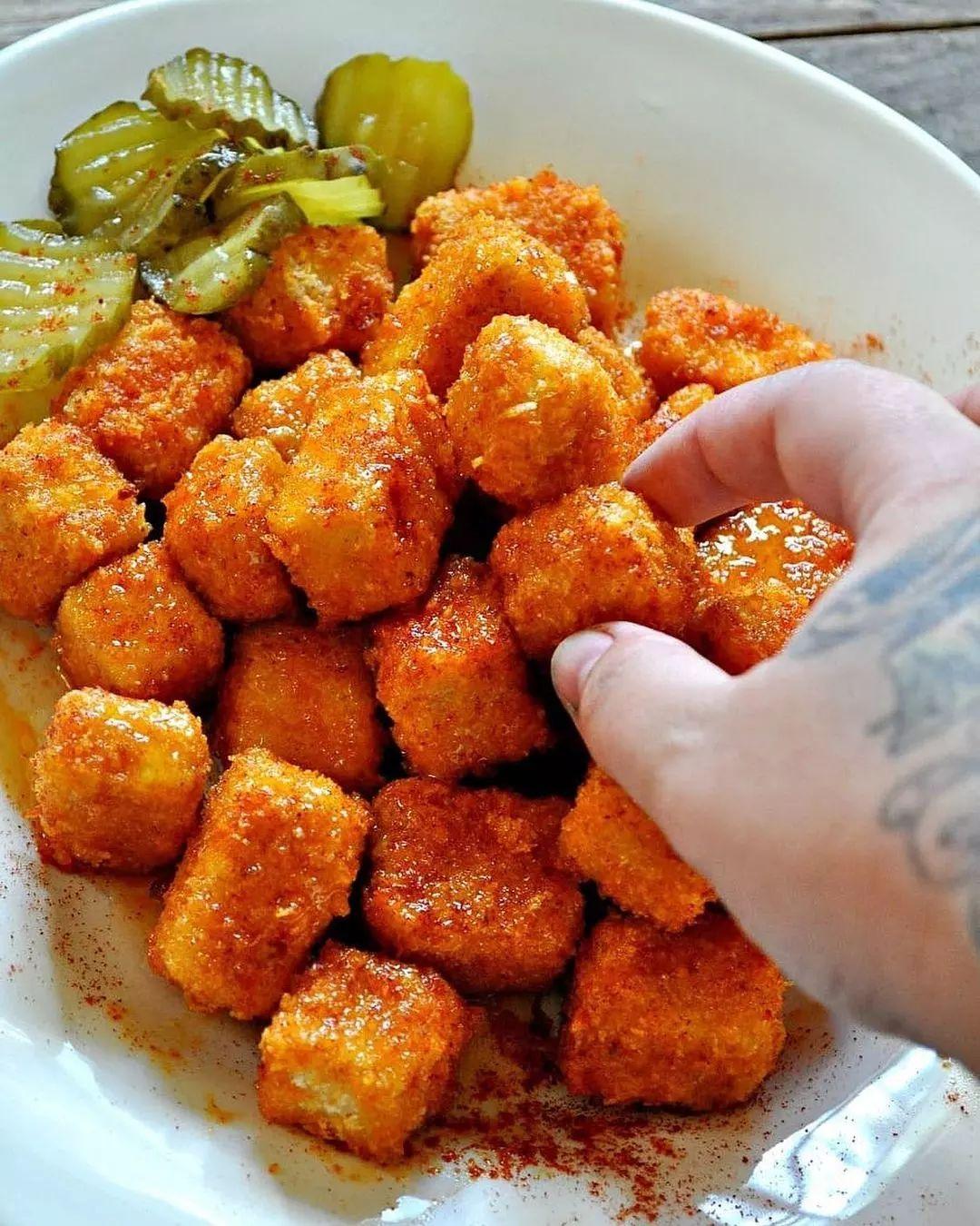 Vegan Nashville Hot Tofu Nuggets