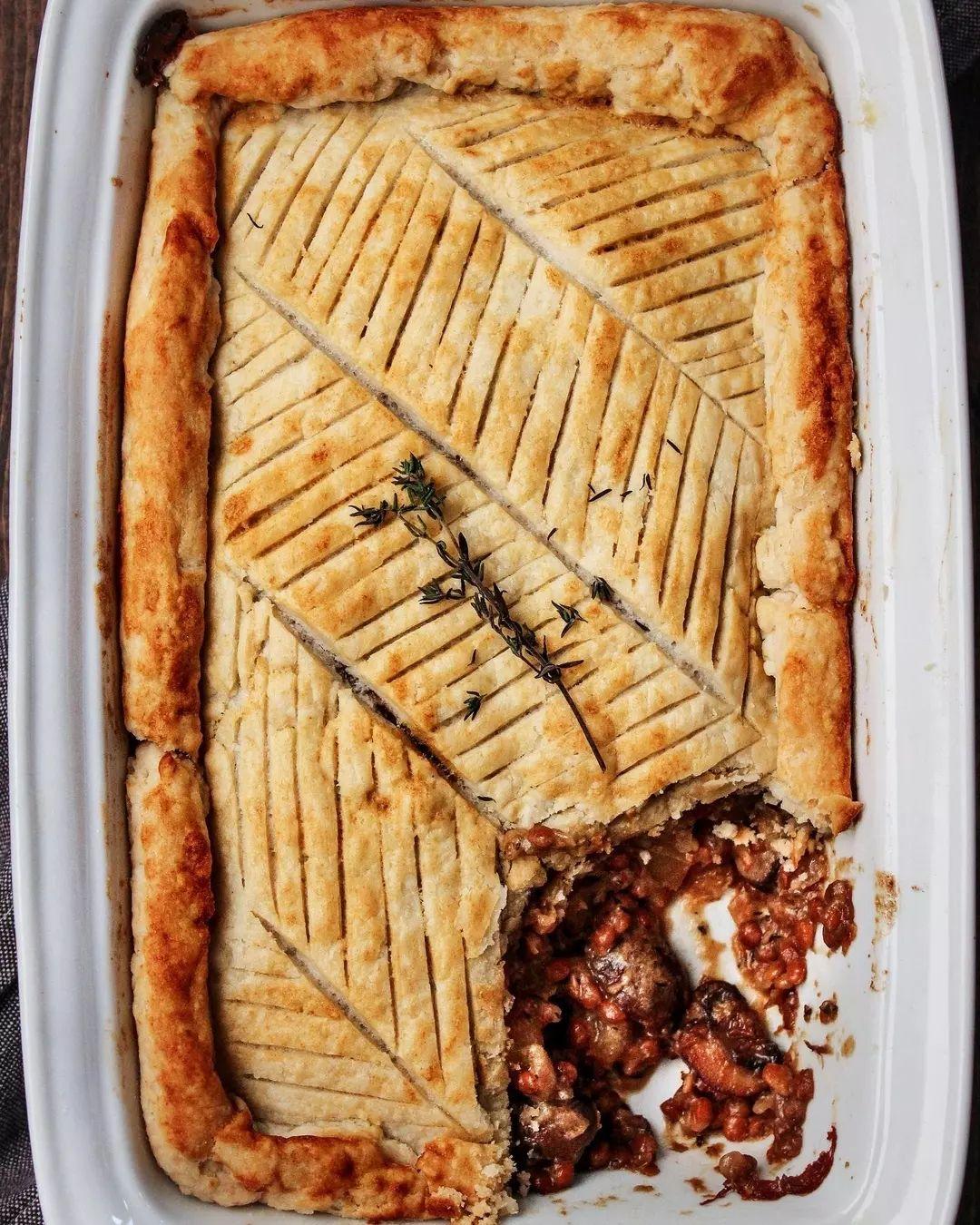 Mushroom Lentil and Potato Pie