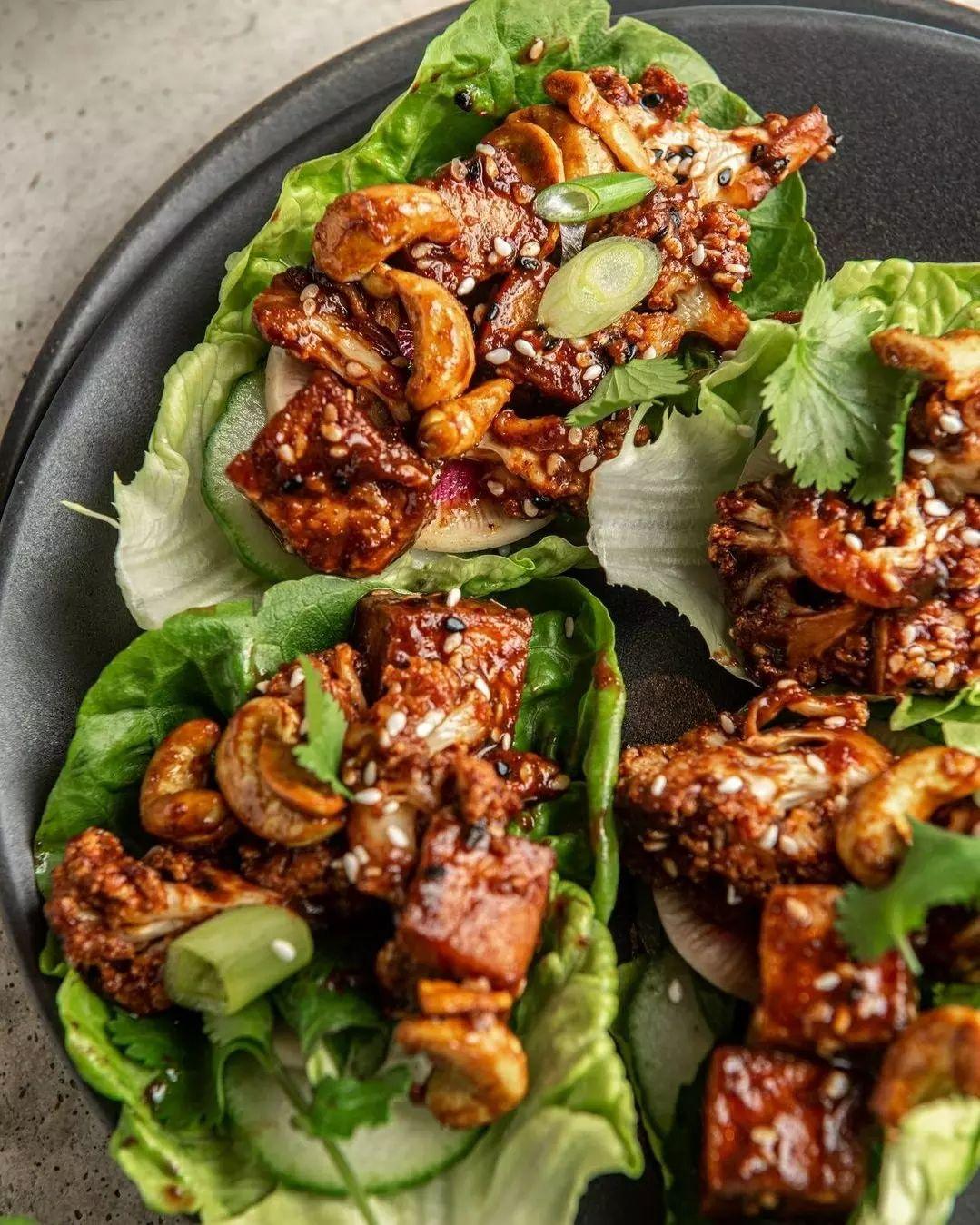 Bbq Tofu Cauli Lettuce Wraps