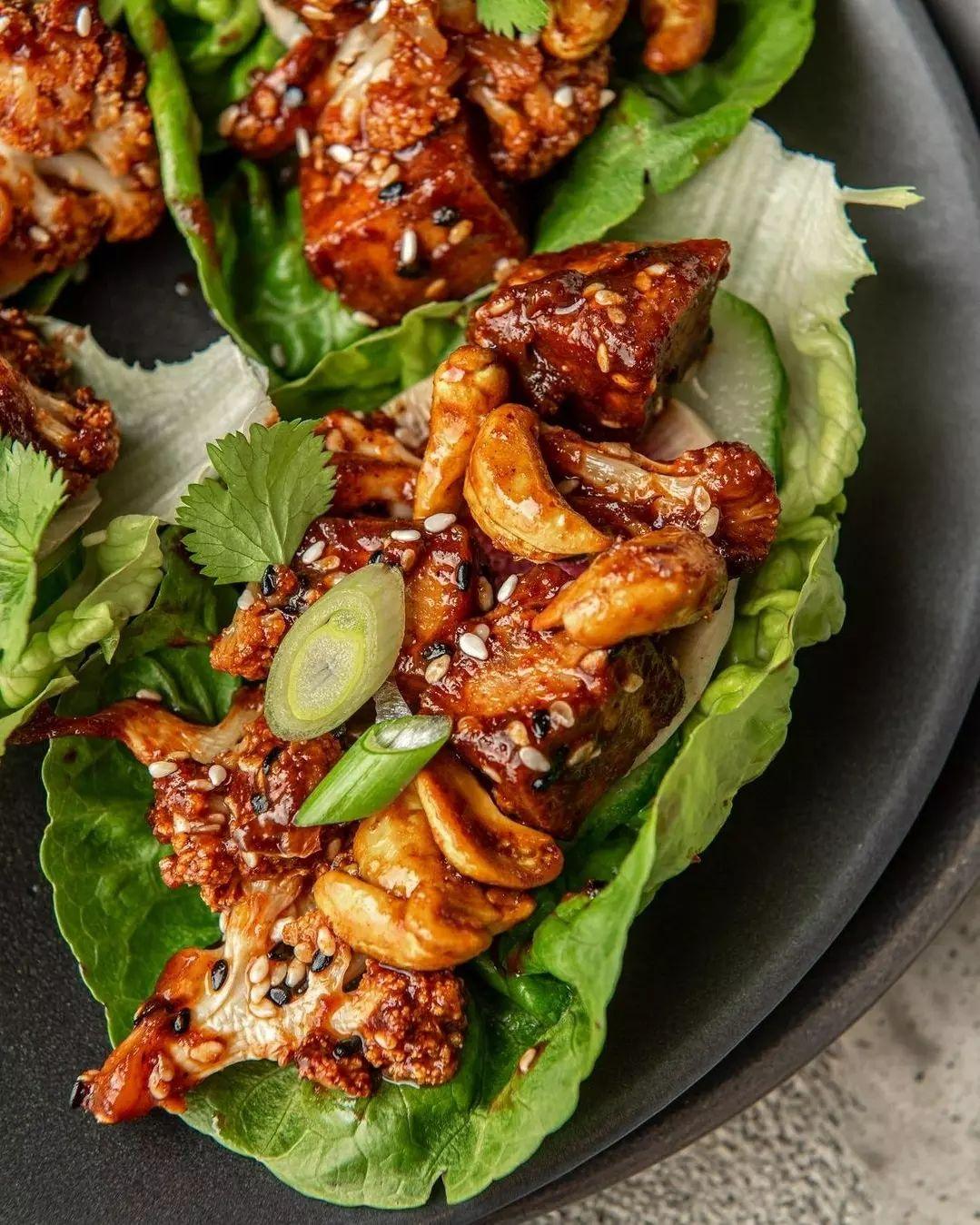 Bbq Tofu Cauli Lettuce Wraps