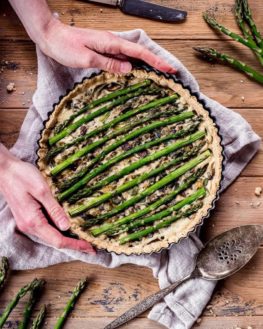 Asparagus & Leek Quiche with Creamy Oat Crust