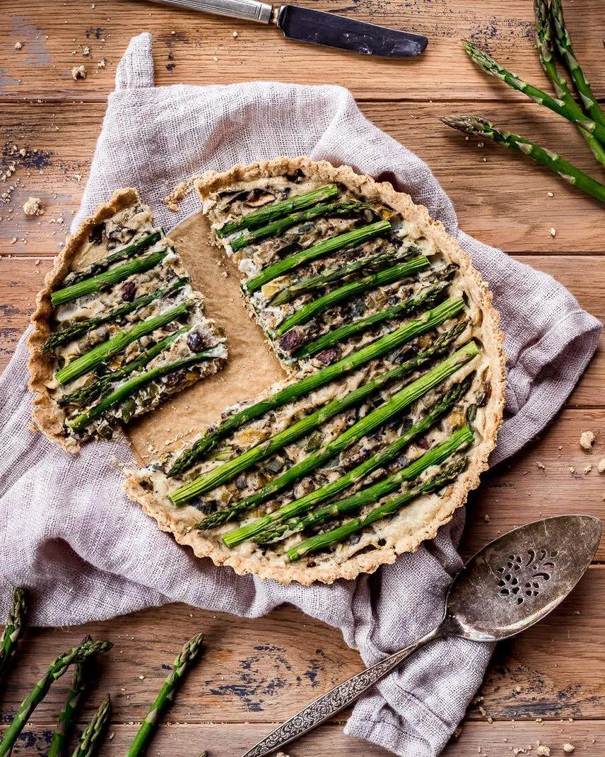 Asparagus & Leek Quiche with Creamy Oat Crust