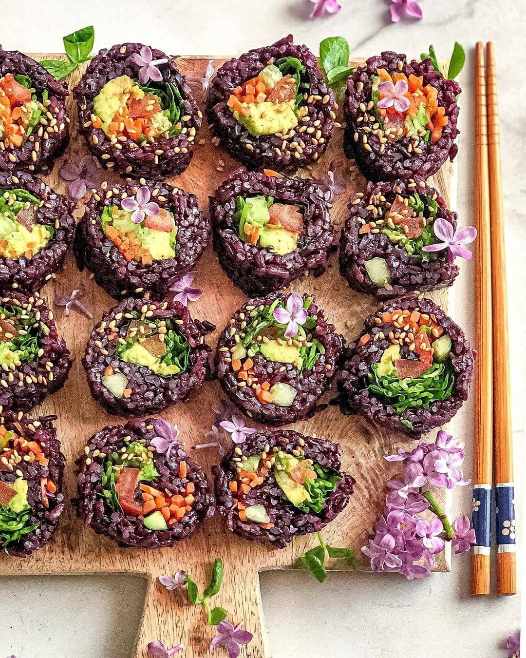 Stunning Spicy Tomato Sushi Rolls with Forbidden Rice