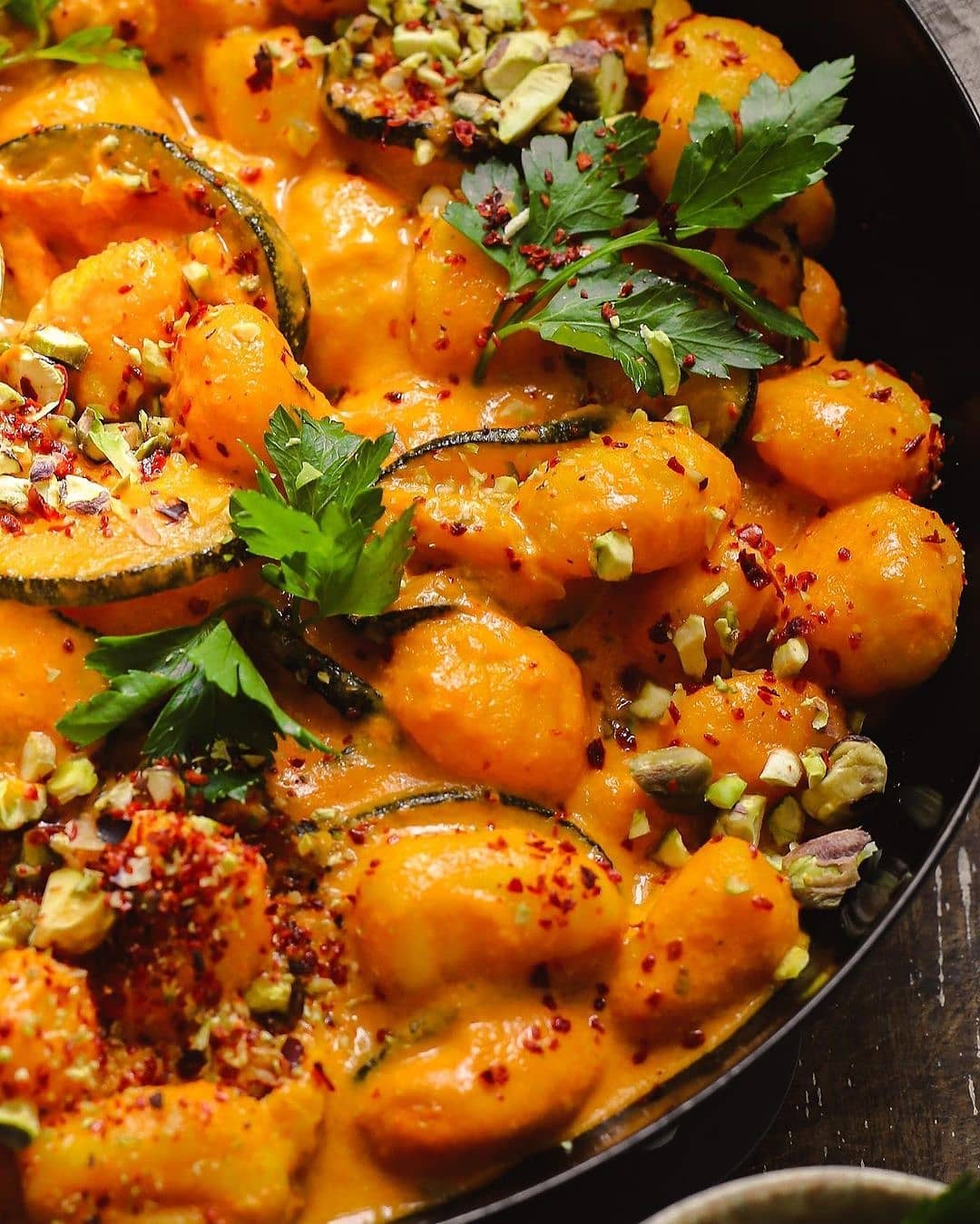 Gnocchi in Creamy Saffron and Grilled Pepper Sauce