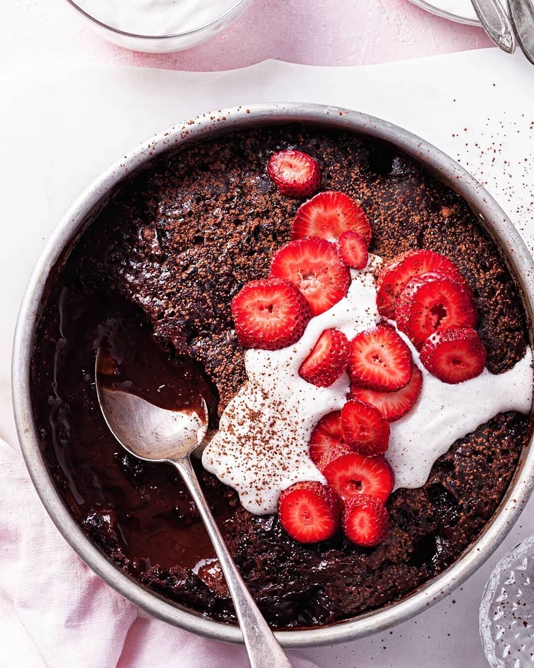 Self-Saucing Chocolate Strawberry Pudding Cake