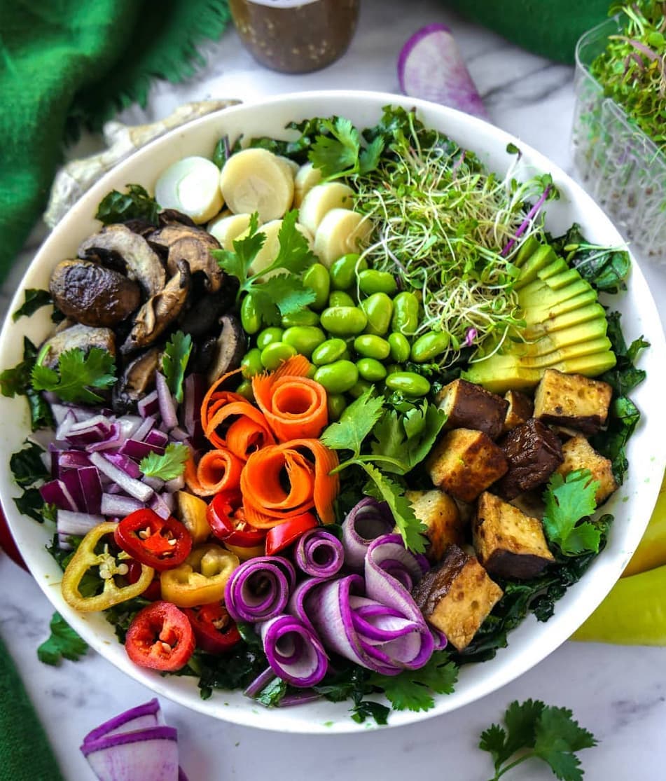 Kale Salad with Miso Ginger Sesame Dressing