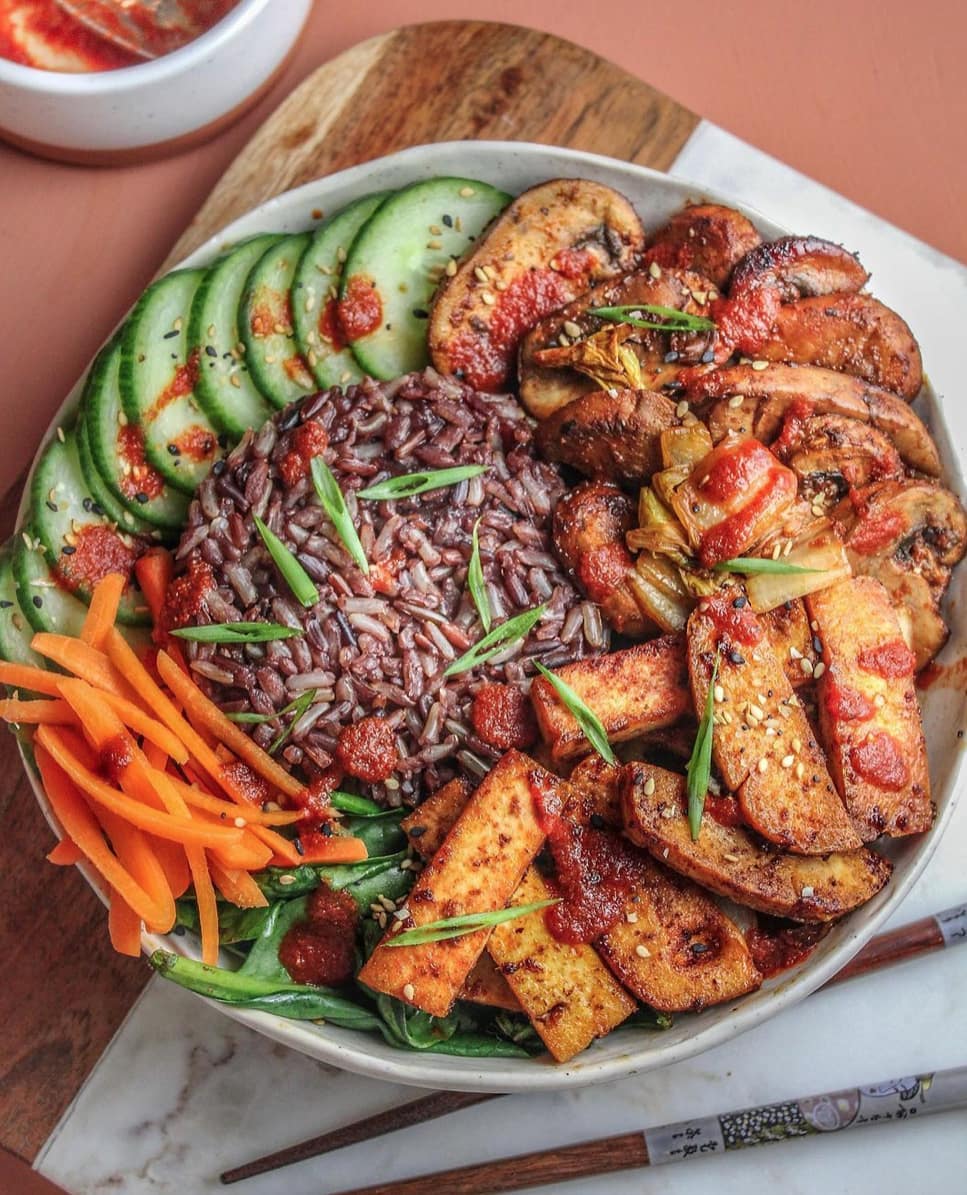 Mixed Rice with Stir-Fried Tofu and Veggies